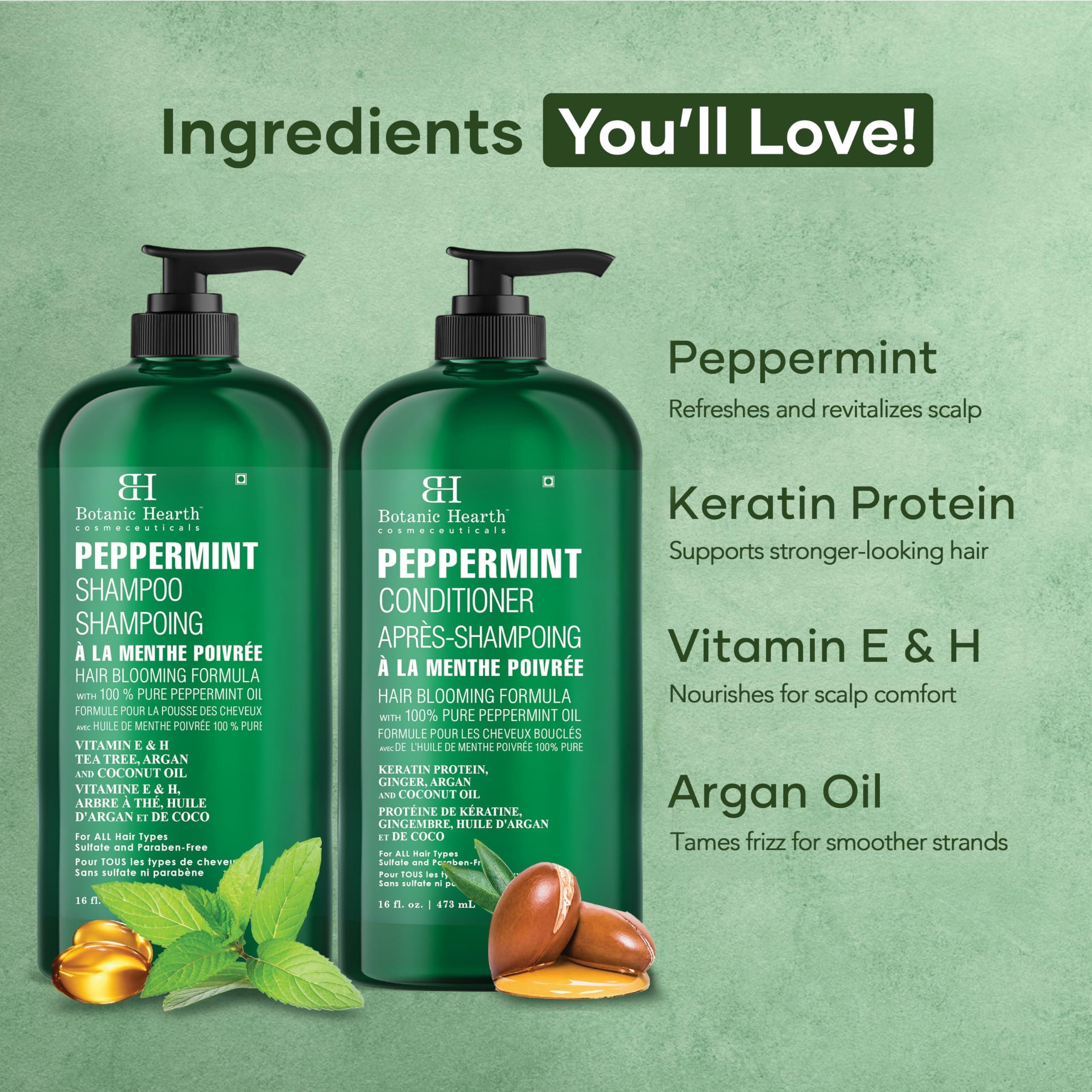 BOTANIC HEARTH Peppermint Oil Shampoo and Conditioner Set - Hair Blooming Formula with Keratin - Fights Hair Loss & Thinning, Promotes Hair Growth-Sulfate Free for Men and Women - 16 fl oz x 2 - Image 6