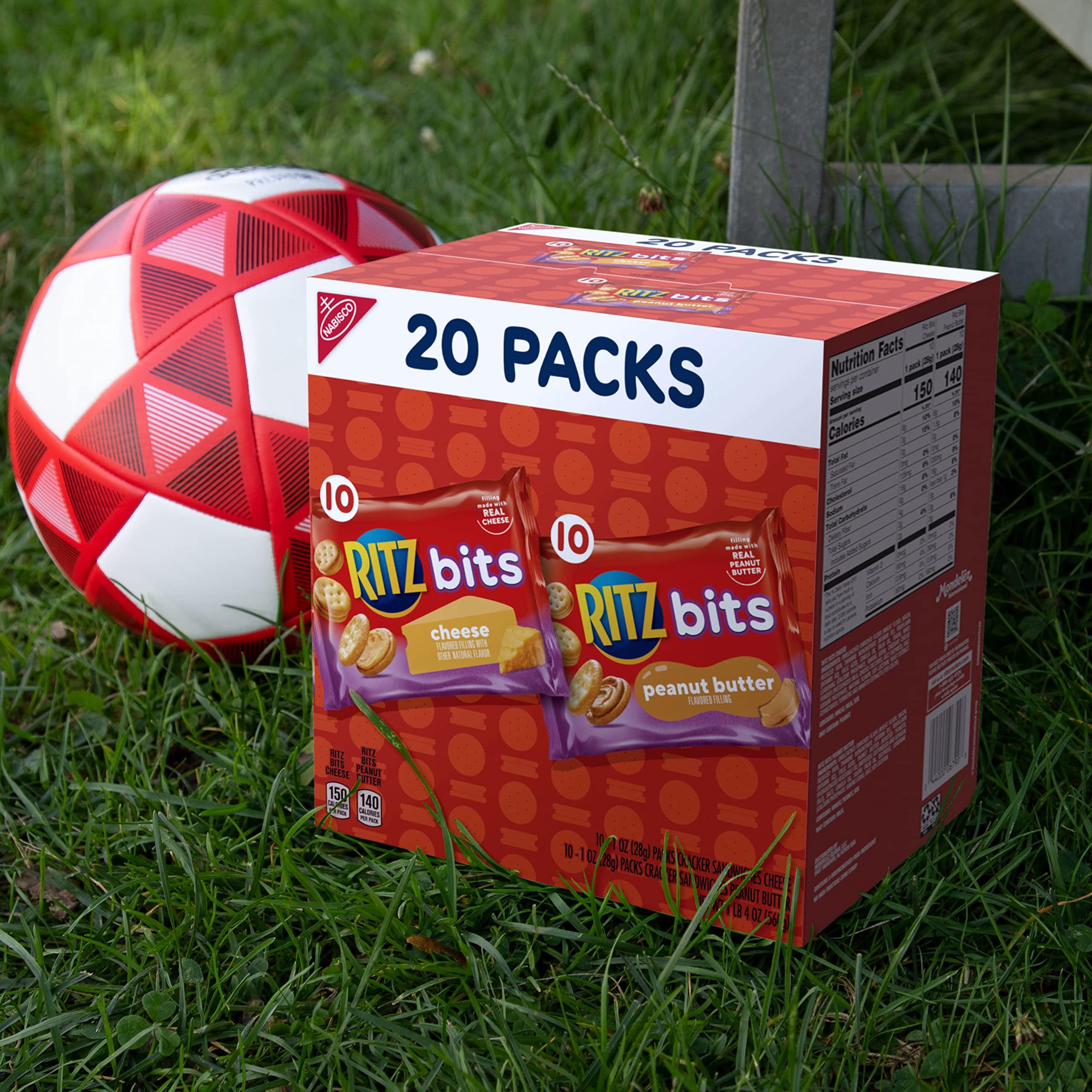 RITZ Bits Cheese and RITZ Bits Peanut Butter Sandwich Crackers Variety Pack, Lunch Snacks, 20 Snack Packs - Image 7