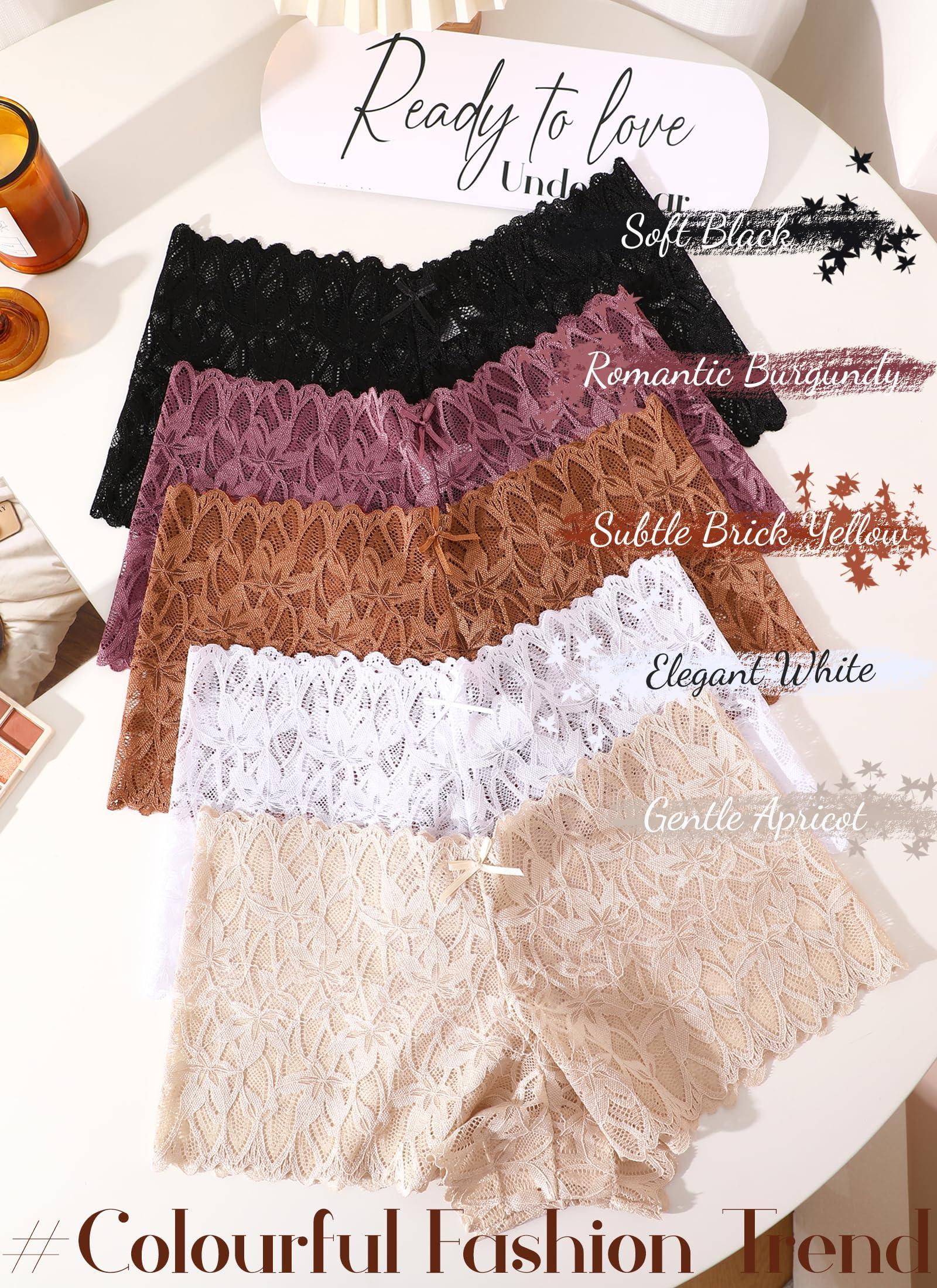 READY TO LOVE Sexy Women's Underwear Lace Shorts V Waist Breathable Cheeky Panties Boyshorts Underwear Women 5 Pack - Image 2