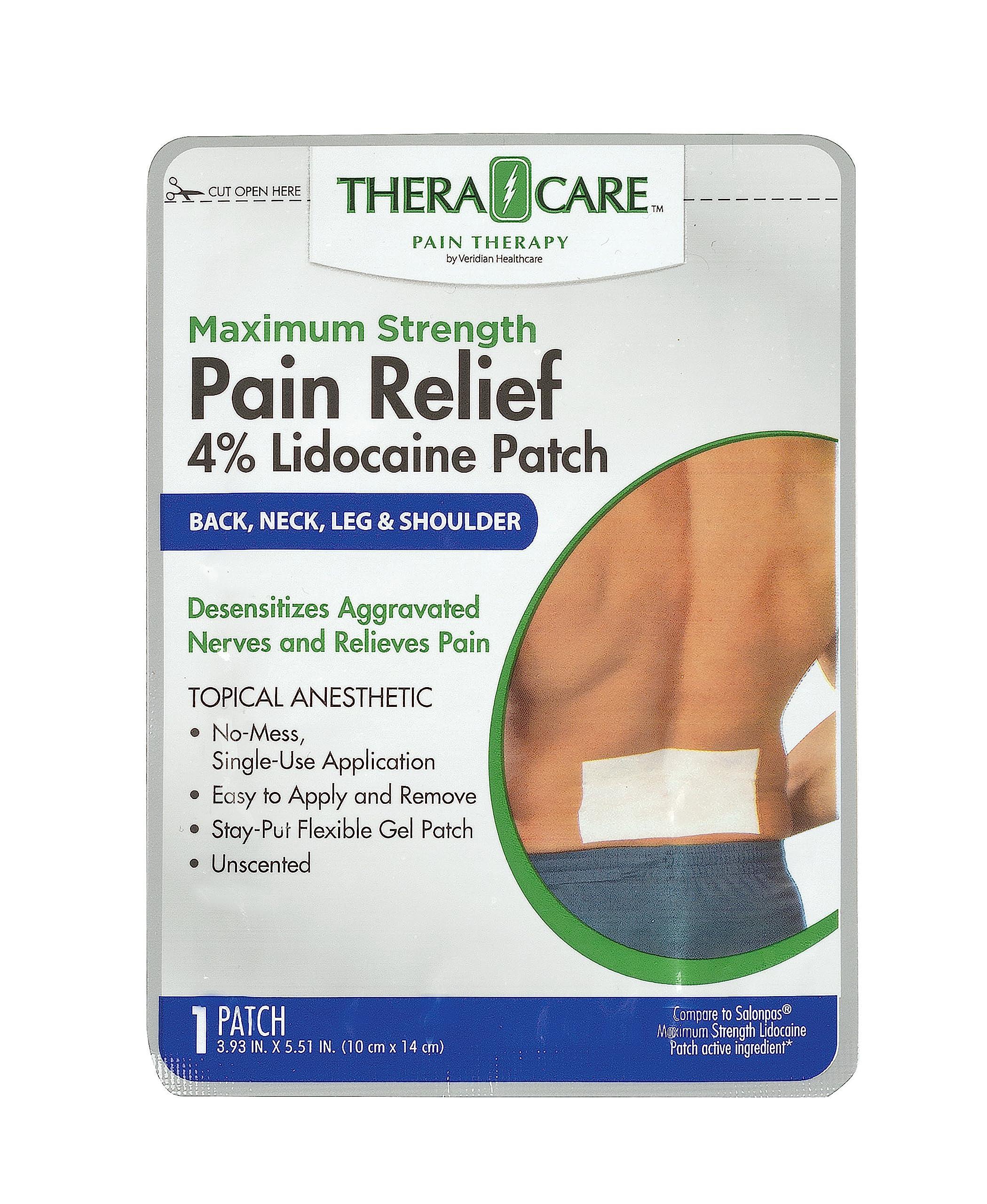Thera|Care Maximum Strength OTC Pain Relief Patch | 4% Lidocaine Patch | 3.9” x 5.5” | 6-Count Box - Image 2