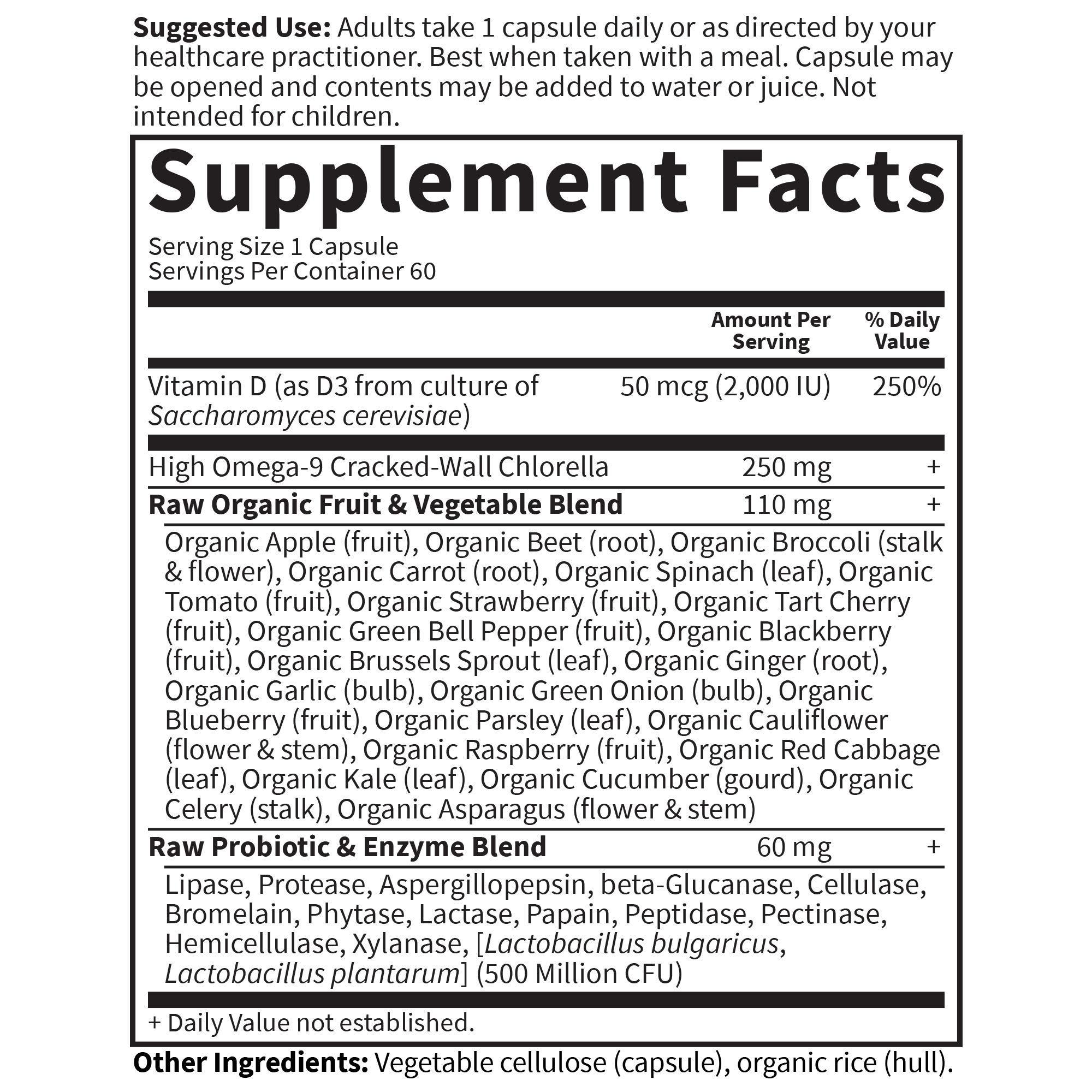 Garden of Life Vitamin D, Vitamin Code Raw D3, Vitamin D 2,000 IU, Raw Whole Food Vitamin D Supplements with Chlorella, Fruit, Veggies & Probiotics for Bone & Immune Health, 60 Vegetarian Capsules - Image 5