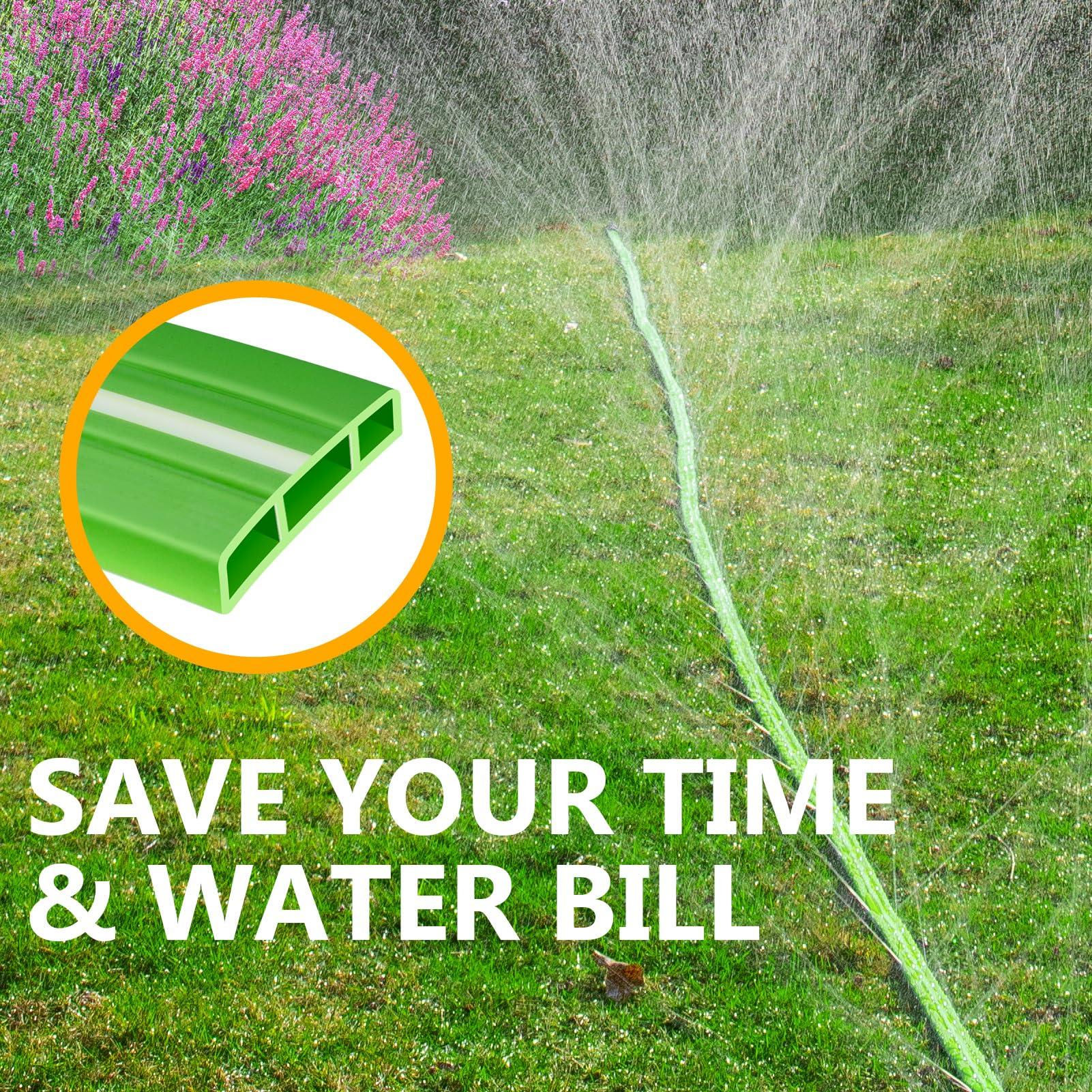 LAVEVE Sprinkler Soaker Hose for Yard 100 FT, Heavy Duty Garden Water Hoses with Stakes, Sprinklers System for Lawn, Flexible Drip Irrigation Tubing (50FT x 2 Pack) - Image 5