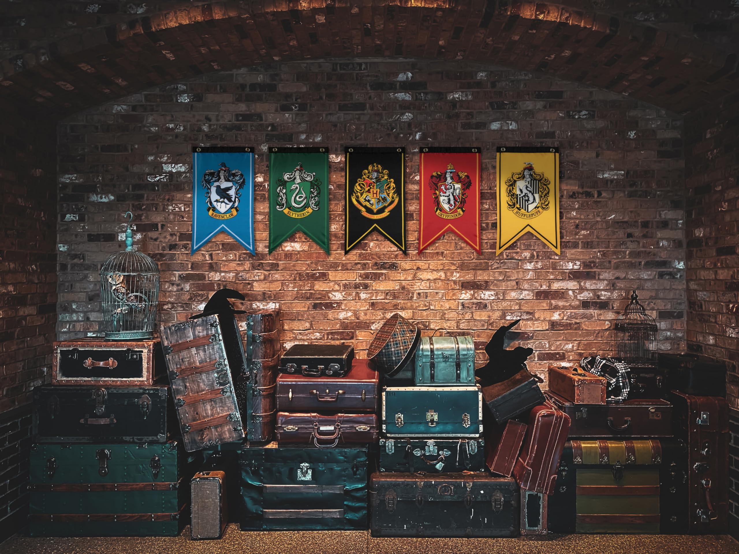 Conquest Journals Harry Potter Wizarding House Banner Flag Set, 12'' x 20'' Polyester Flags, Set of 5 Includes Hogwarts Crest, Gryffindor, Slytherin, Ravenclaw & Hufflepuff Banners, Birthday Party - Image 2