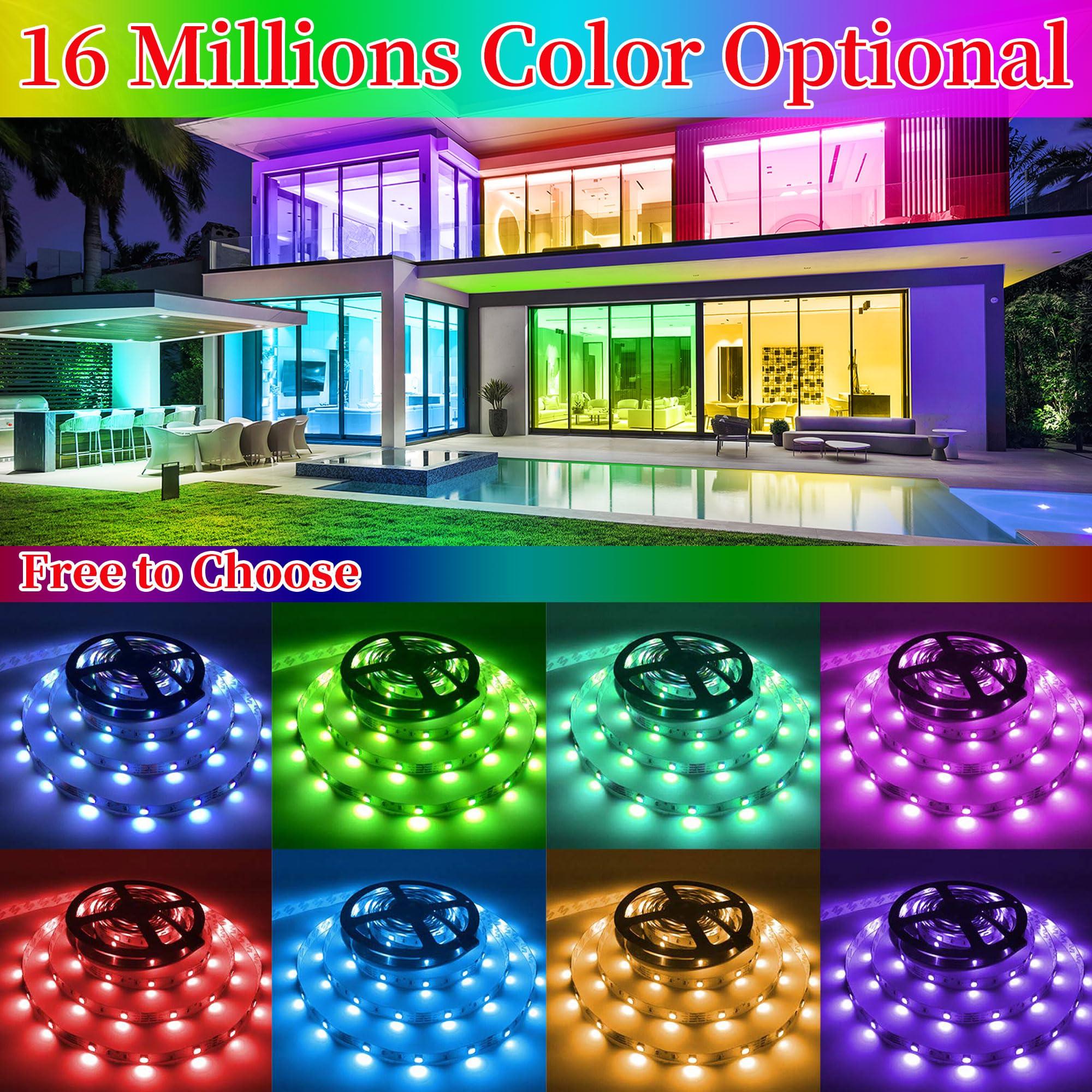 QZYL LED Lights for Bedroom, 25FT RGB LED Strip Lights with 44 Keys IR Remote, Smart LED Light Strip with Adhesive Backing Adjustable Brightness App Control for Bedroom Party Decoration - Image 3
