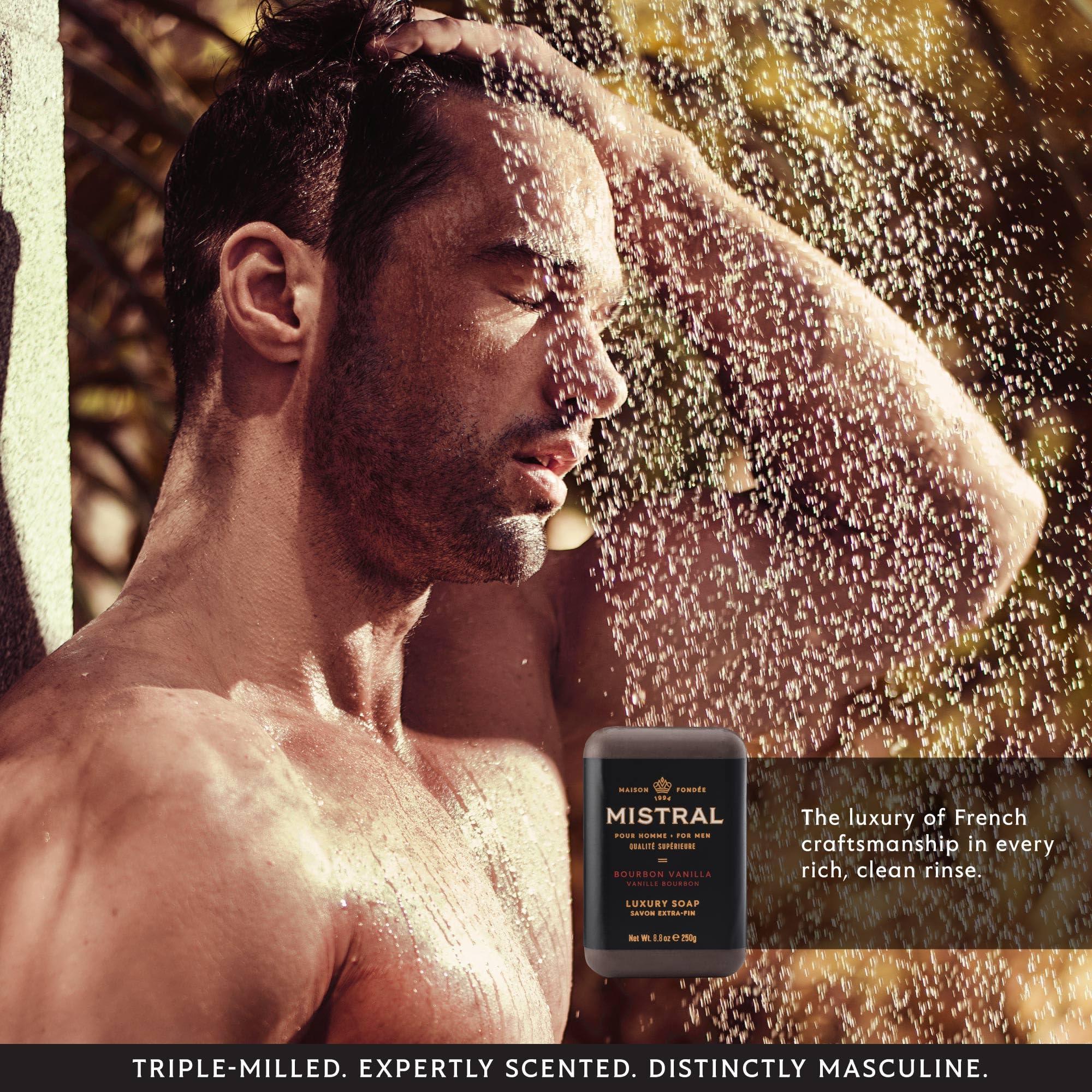 Mistral Bourbon Vanilla Luxury Bar Soap for Men | Men’s Natural Soap Bar | Paraben, Phthalates Free | Moisturizing & Triple-Milled Natural Soap for Men - Made in France | Large, 8.8 oz - Image 6