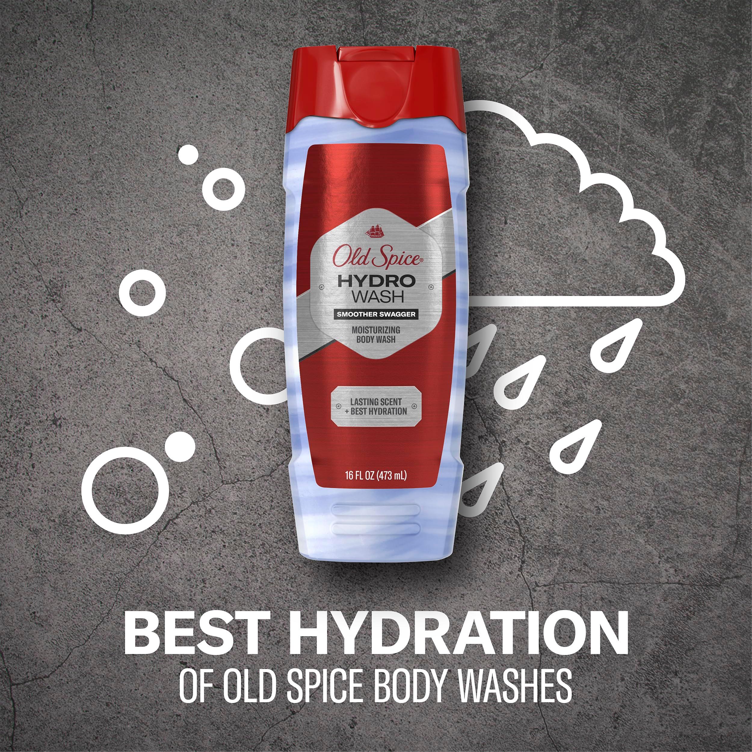 Old Spice Moisturizing Body Wash for Men, Hydro Wash, 2-in-1 Long Lasting Scent & Deep Hydration, 24/7 Shower Fresh, Smoother Swagger Scent, 16 oz (Pack of 4) - Image 4