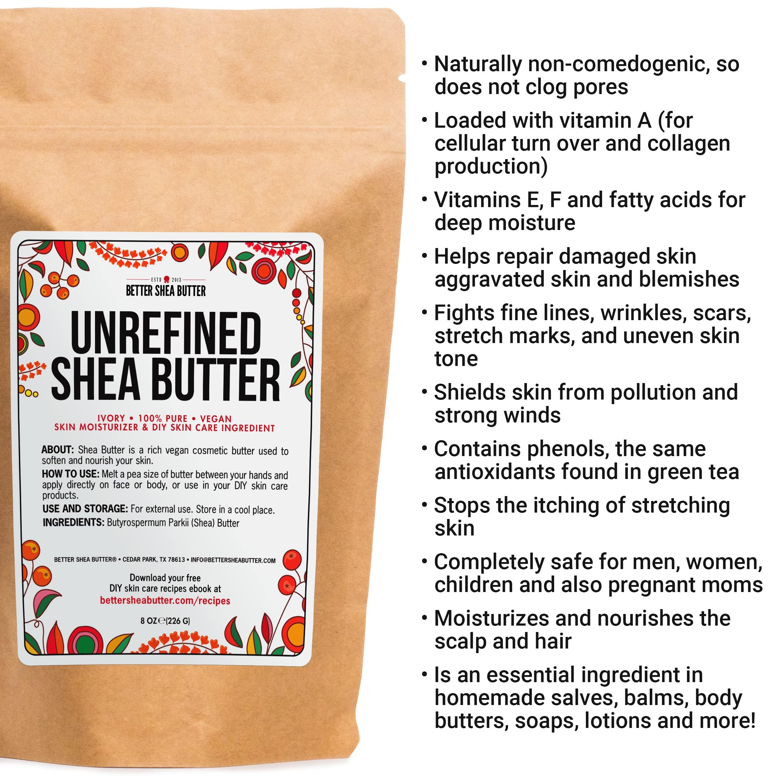 Raw Shea Butter - 100% Pure African Unrefined Shea Butter for Hair | Skin Moisturizer for Face and Body | Use for Soap Base, DIY Whipped Lotion, Lip Balm - 8 oz Block - Image 9