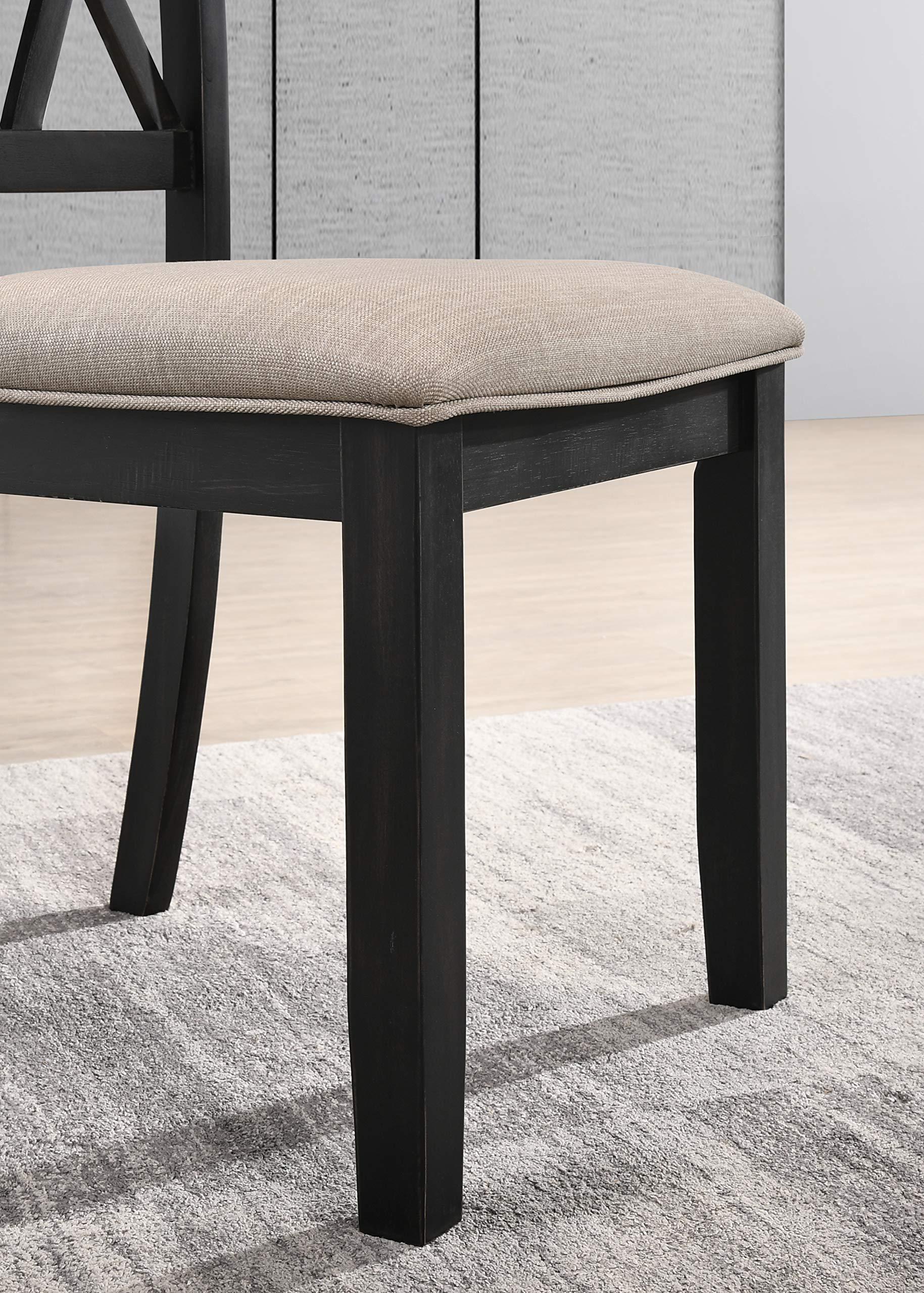 Roundhill Furniture Windvale Fabric Upholstered Dining Chair, Set of 2, Black - Image 4