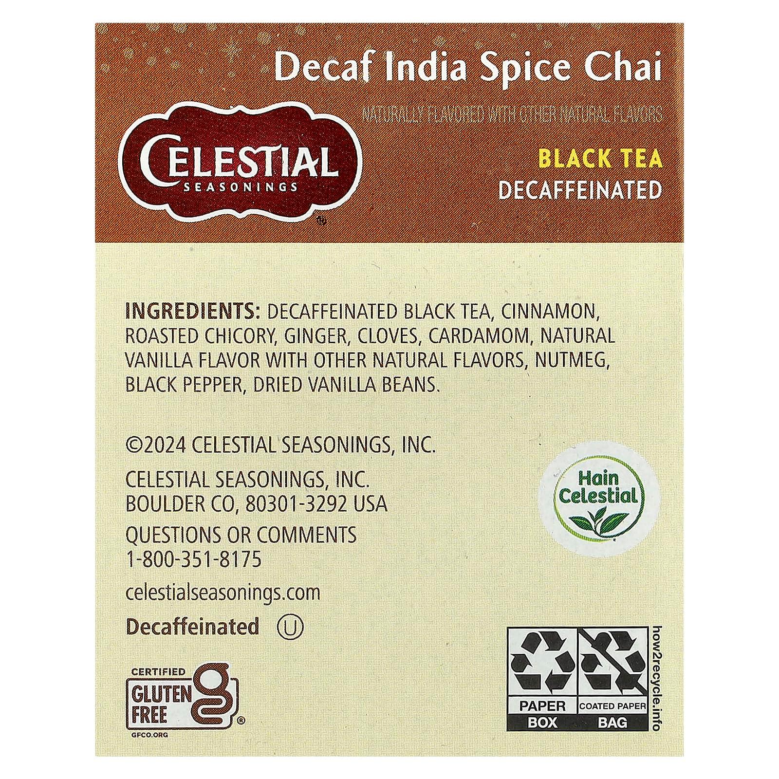 Celestial Seasonings 664599 Celestial Seasonings Decaffeinated Black Tea India Spice Chai - 20 Tea Bags - Image 2