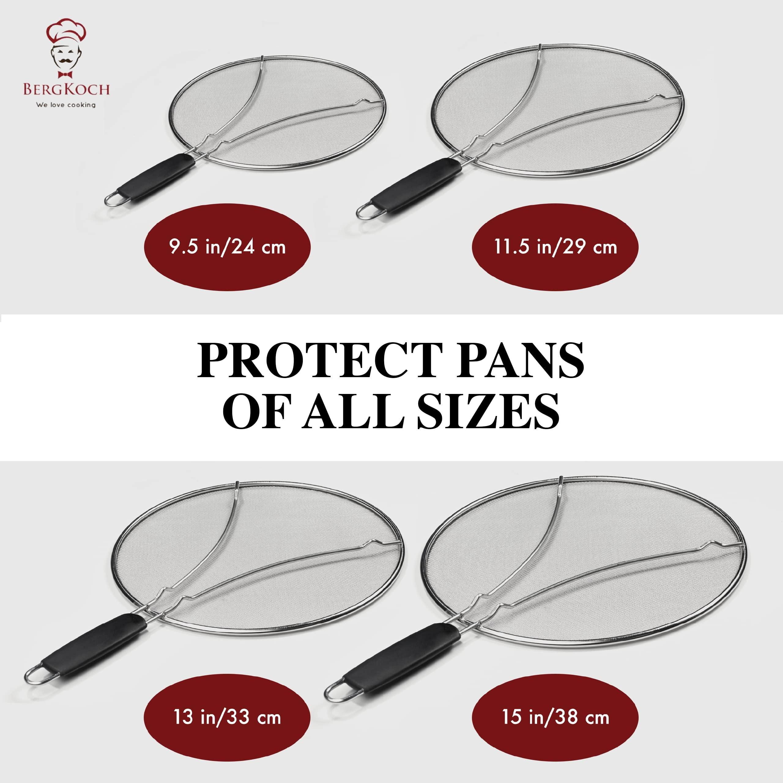 BergKoch Splatter Screen for Frying Pan - 13 Inch Stainless Steel Grease Splatter Guard - Cover Oil Splash when Sizzling Bacon, Cooking Fried Chicken or Popcorn - Image 9