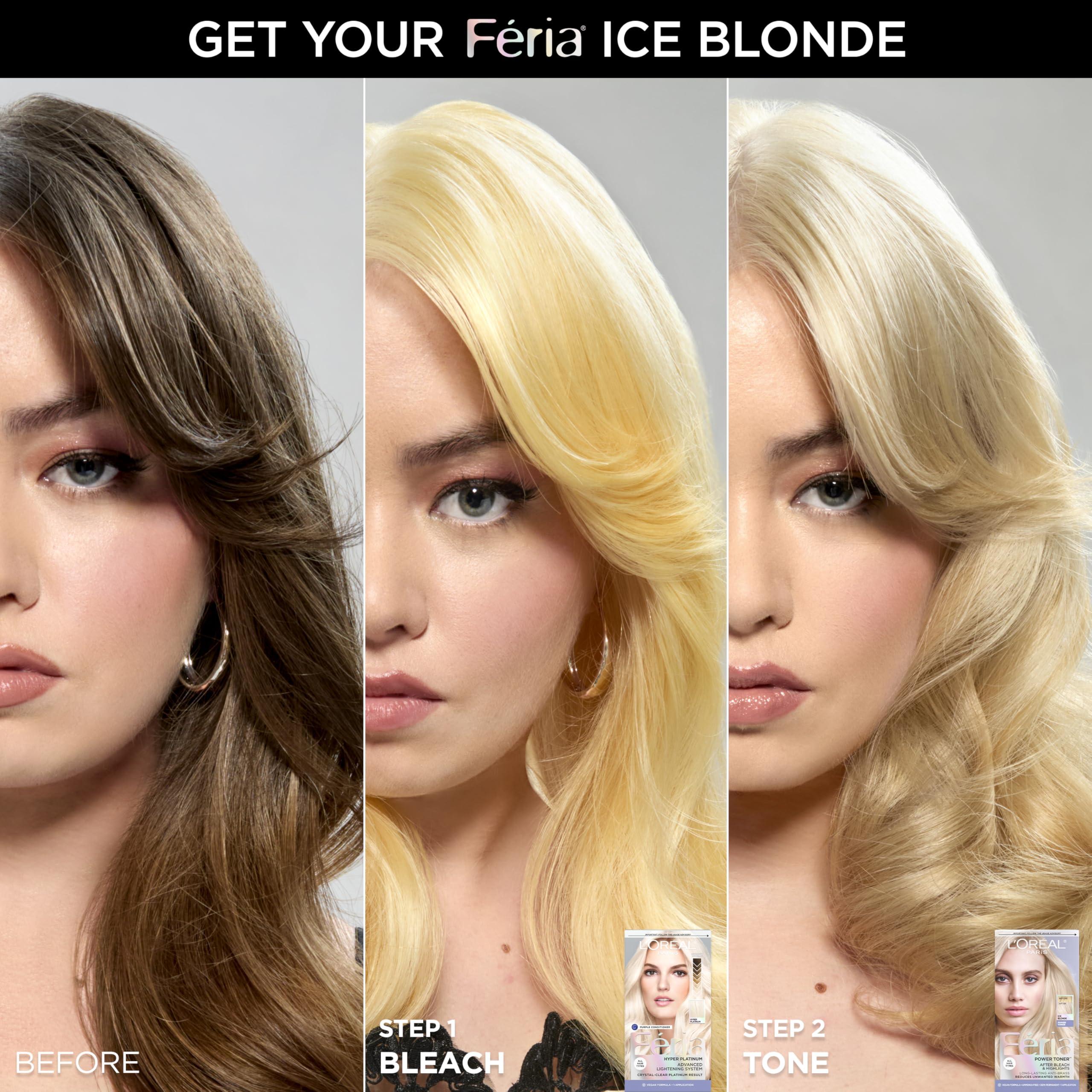 L'Oreal Paris Feria Long-Lasting Anti Brass Power Hair Toner, Ammonia Free Demi Permanent Hair Color, Ice Blonde Hair Toner, 1 Application - Image 6