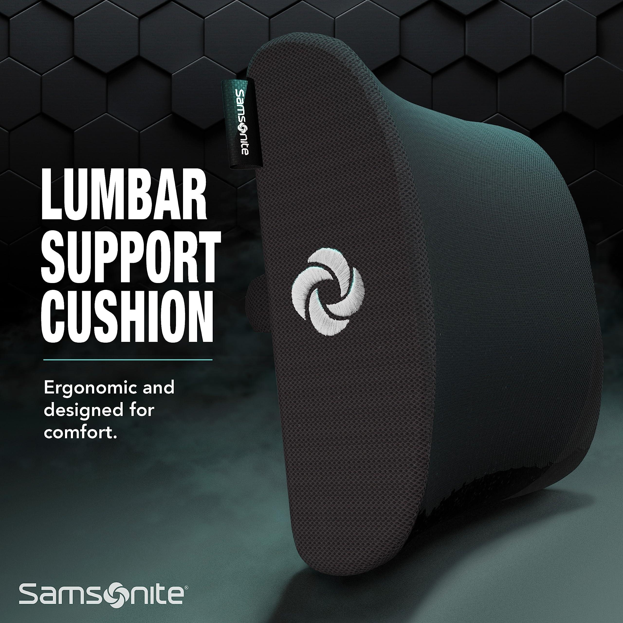 SAMSONITE Lumbar Support Pillow For Office Chair and Car Seat, Perfectly Balanced Memory Foam , Versatile Use Lower Back Cushion - Image 6