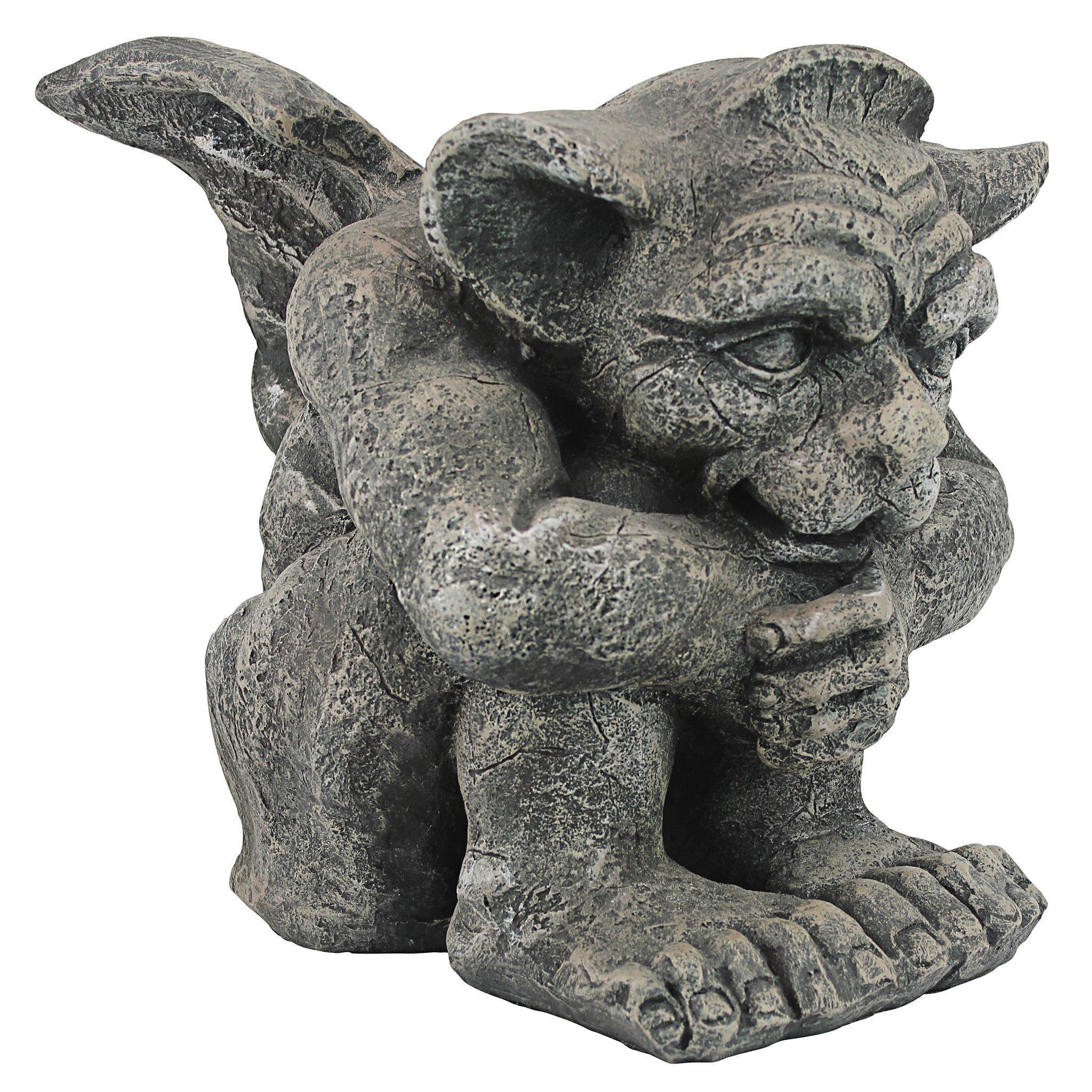 Design Toscano Emmett The Gargoyle Sculpture Gothic Statue, Living Room or Office Decor, Small 10 Inch Tall, Cast Stone Resin, Gray Stone Finish