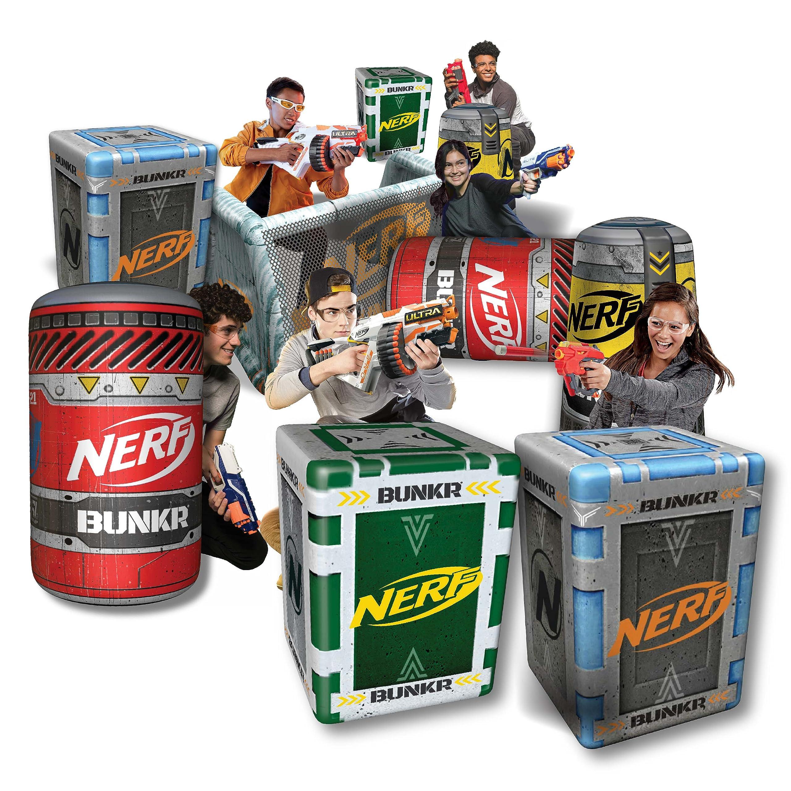 BUNKR Battle Zones NERF NERF Stadium Pack – 9-Piece Inflatable Barricade Shield Bunker Set for War, Laser Tag, Foam Dart Blasters, Gel Blasters, Water Blasters & Outdoor Battle Play