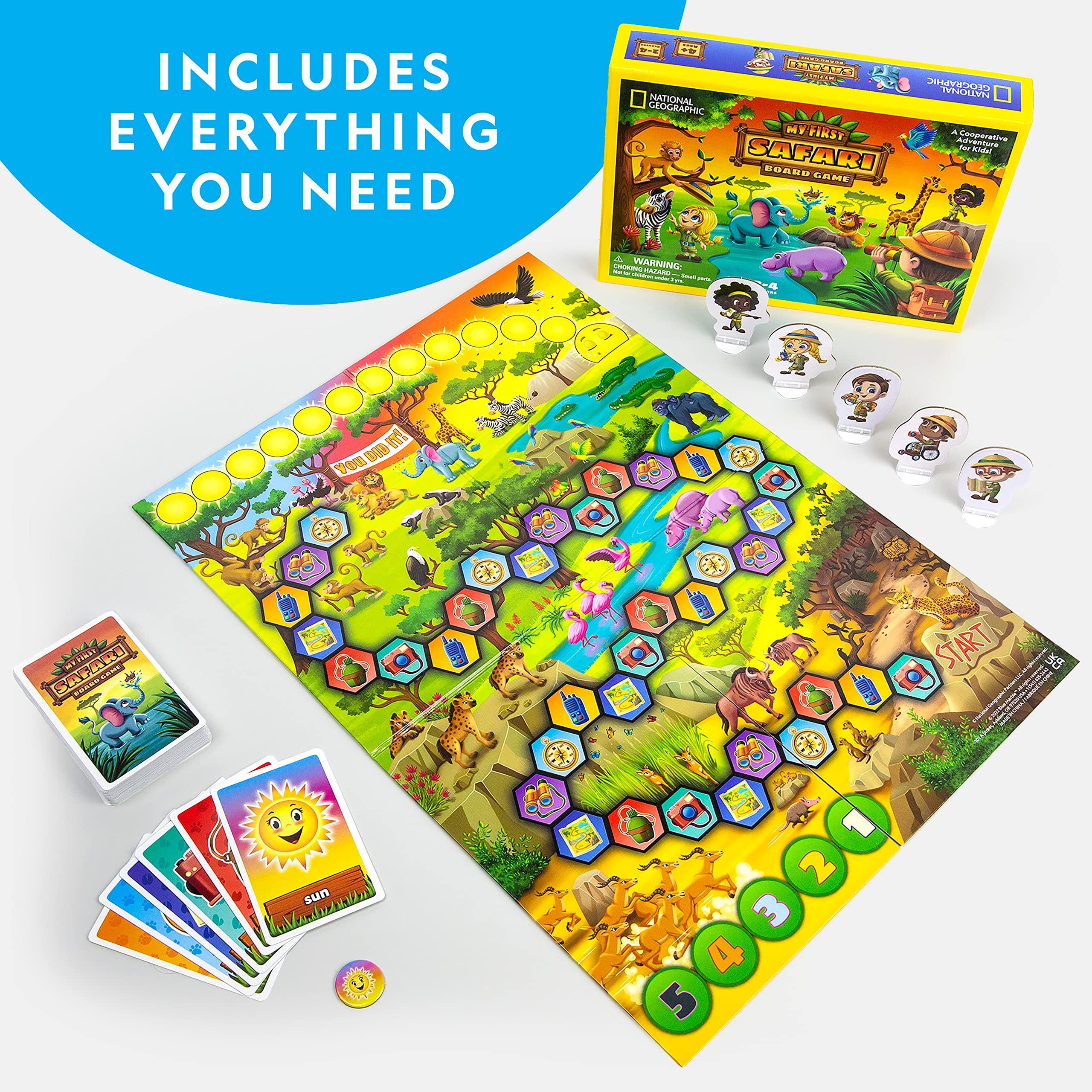 NATIONAL GEOGRAPHIC My First Safari Board Game for Kids 4-6 – Animal Game for Kids & Adults, Cooperative Fun Perfect for Family Game Night, Kids Board Games, Games for Family Night - Image 5