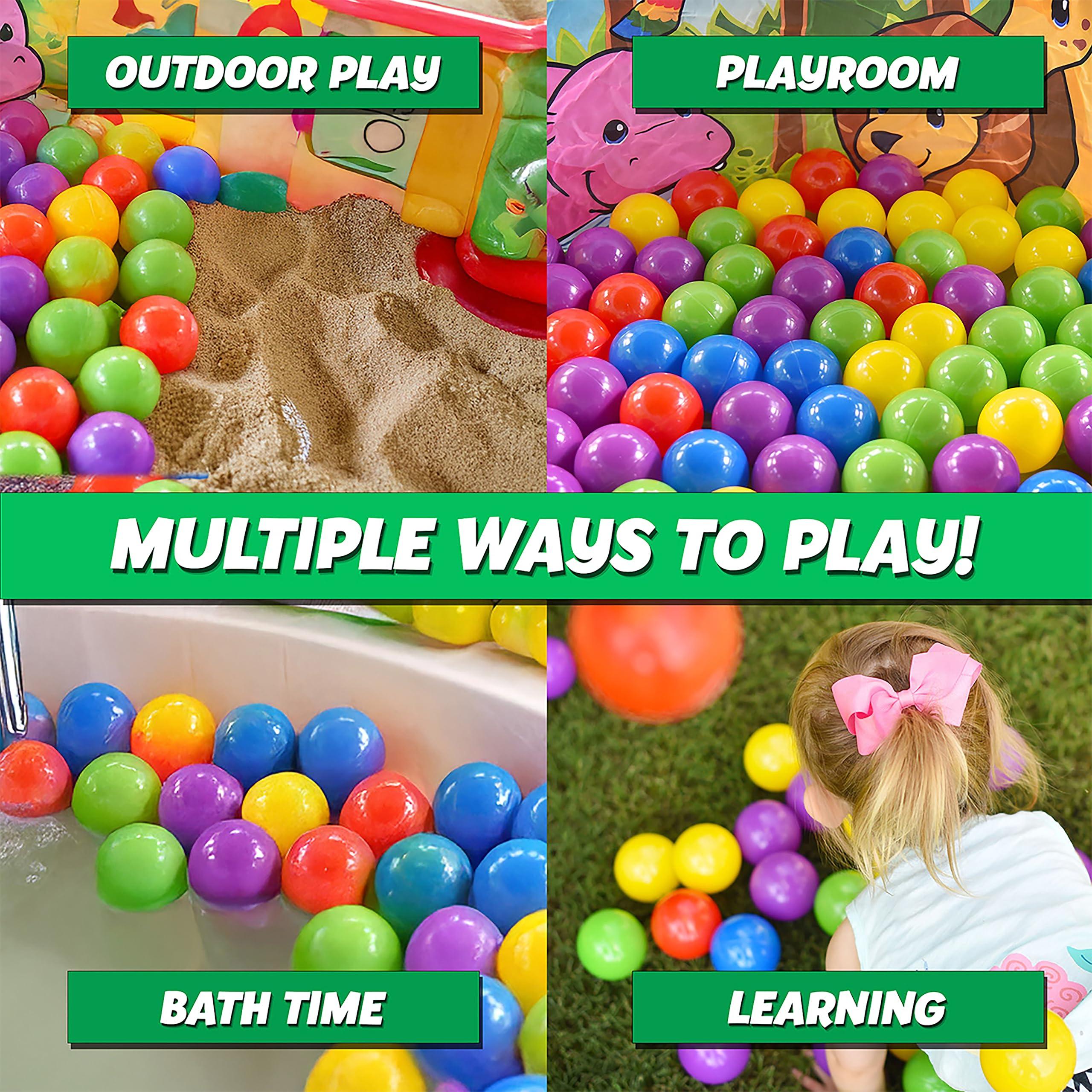 Sunny Days Entertainment 200 Premium Crush-Resistant Play Balls for Ball Pits – Non-Toxic, BPA & Phthalate Free – Vibrant Assorted Colors with Zippered Storage Bag (2.5" Diameter) - Image 5