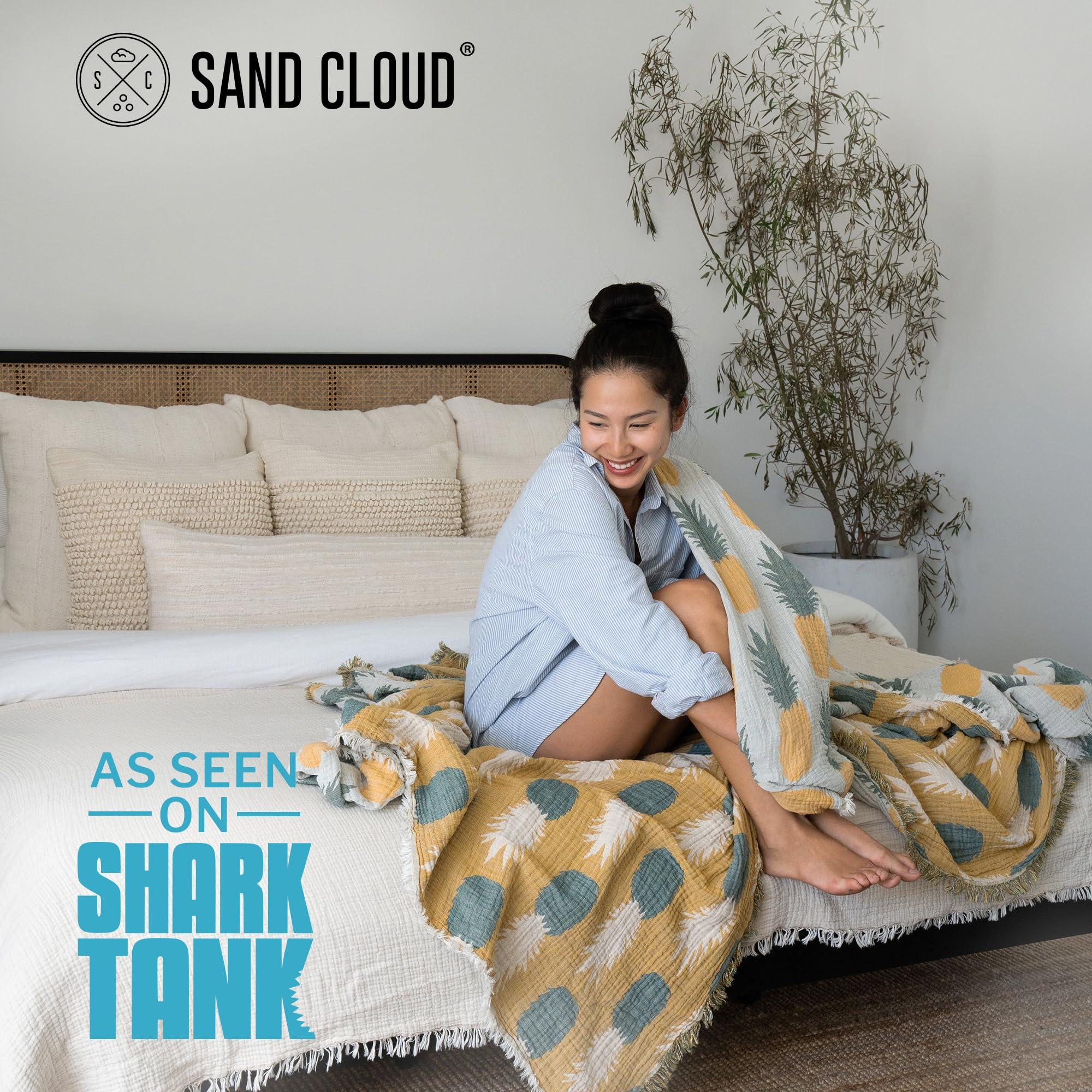 Sand Cloud Extra Large King-Size Turkish Blanket & Comforter (Pineapple Party) - 100% Organic Turkish Cotton & Jacquard Weave with Fringe Tassels - Soft, Comfy & Cozy Throw & Beach Blanket - 90" x 90" - Image 2