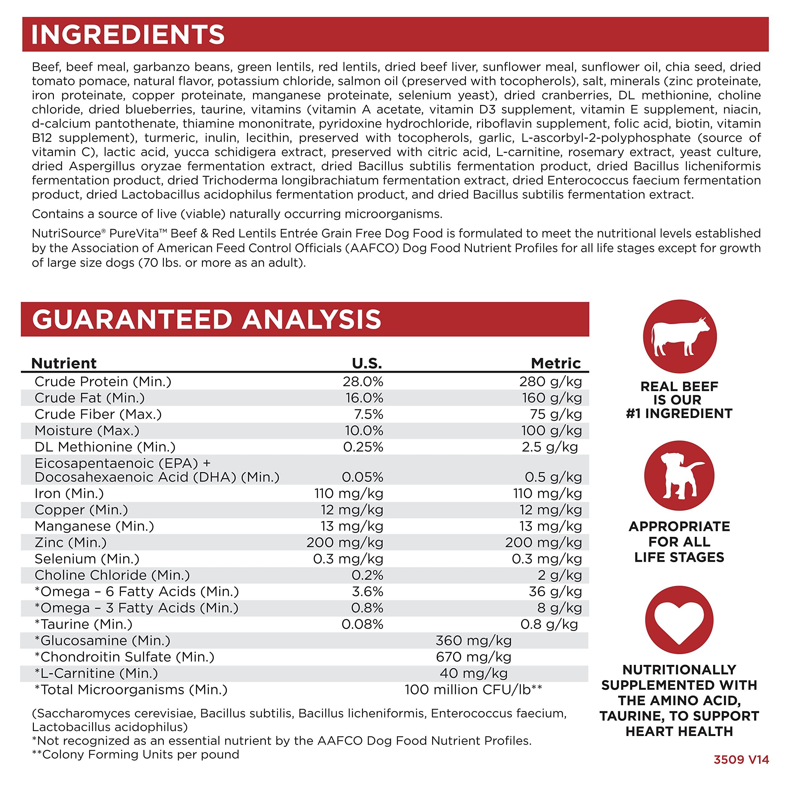 NutriSource Pure Vita Limited Ingredient Grain Free Dry Dog Food, Beef and Red Lentils, 12LB - Image 7