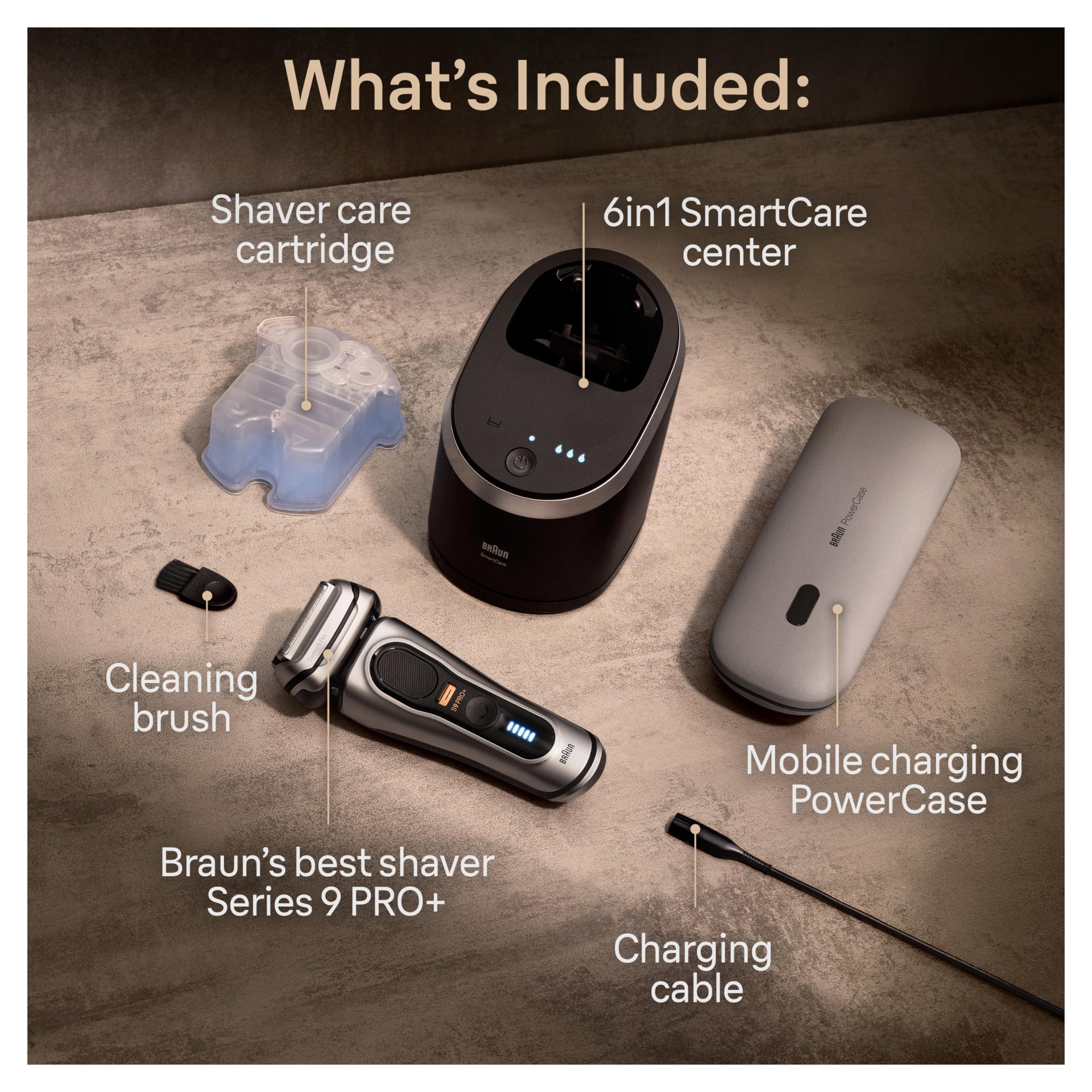 Braun Series 9 PRO+ 9577cc Electric Razor for Men, 5 Pro Shave Elements & Precision Long Hair Trimmer, 6in1 SmartCare Center, PowerCase for Mobile Charging, Wet & Dry, 60min Battery Runtime - Image 2