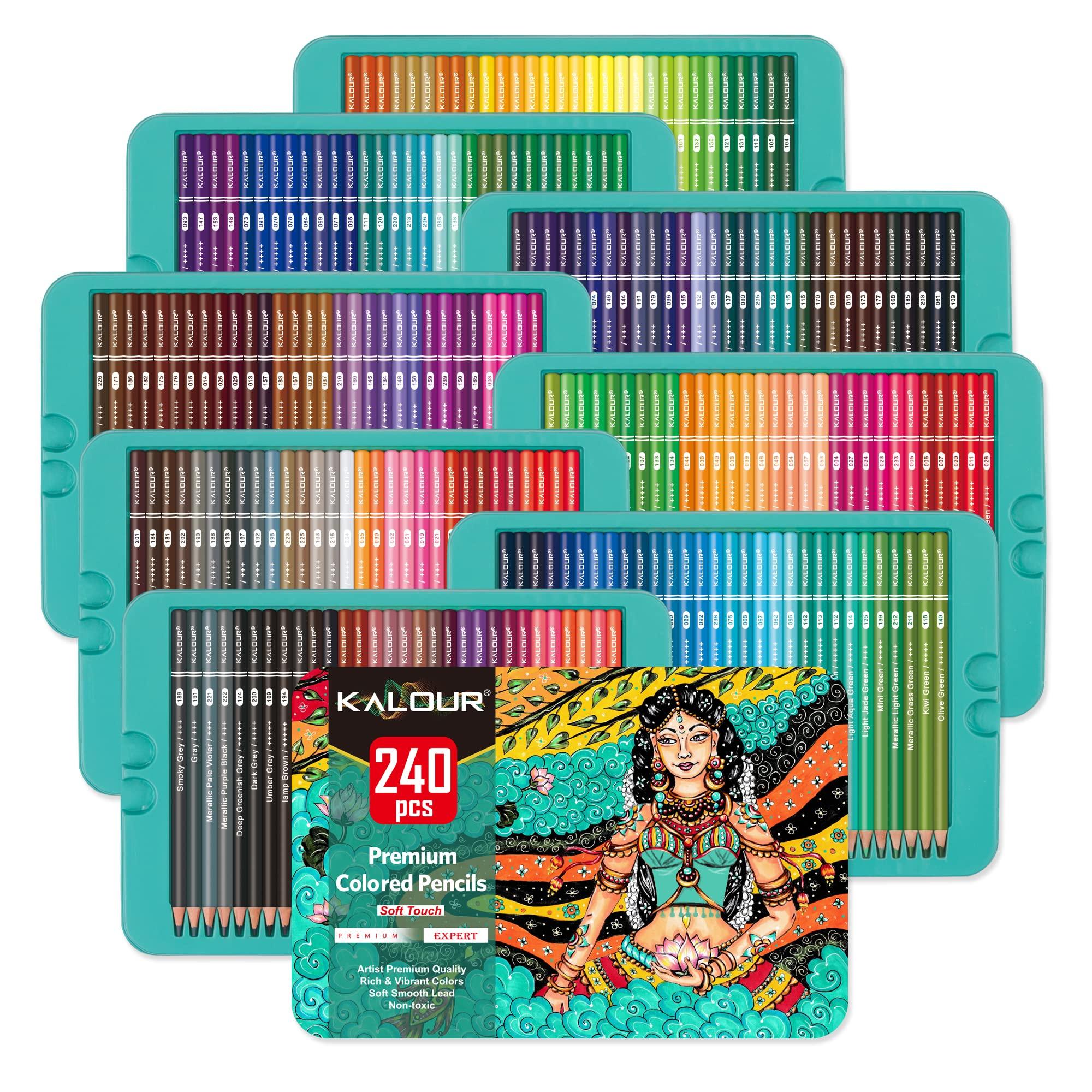 KALOUR Professional Colored Pencils,Set of 240 Colors,Artists Soft Core with Vibrant Color,Ideal for Drawing Sketching Shading,Coloring Pencils for Adults Artists Beginners - Image 1