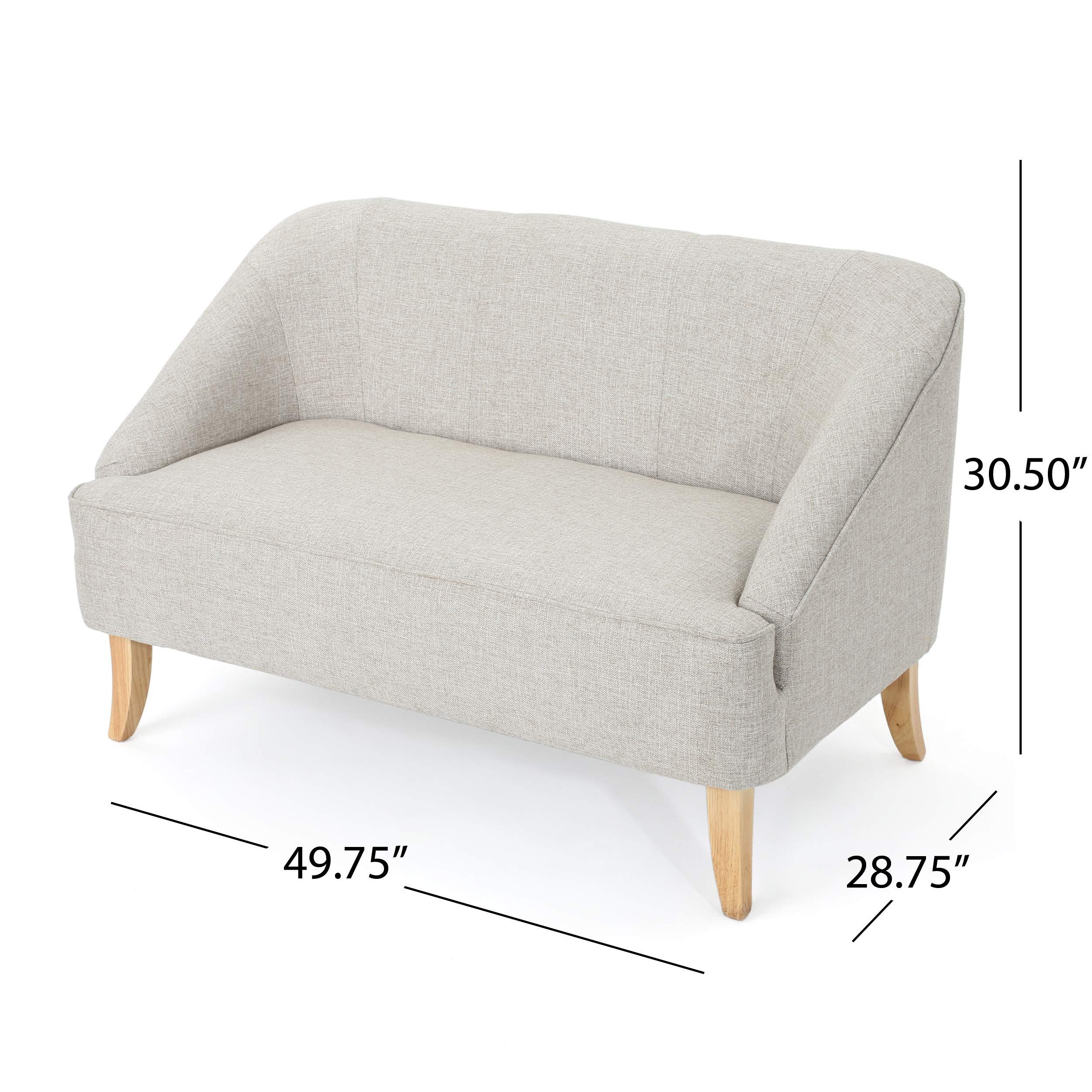 Christopher Knight Home Justus Mid-Century Modern Fabric Loveseat, Beige / Natural - Image 3