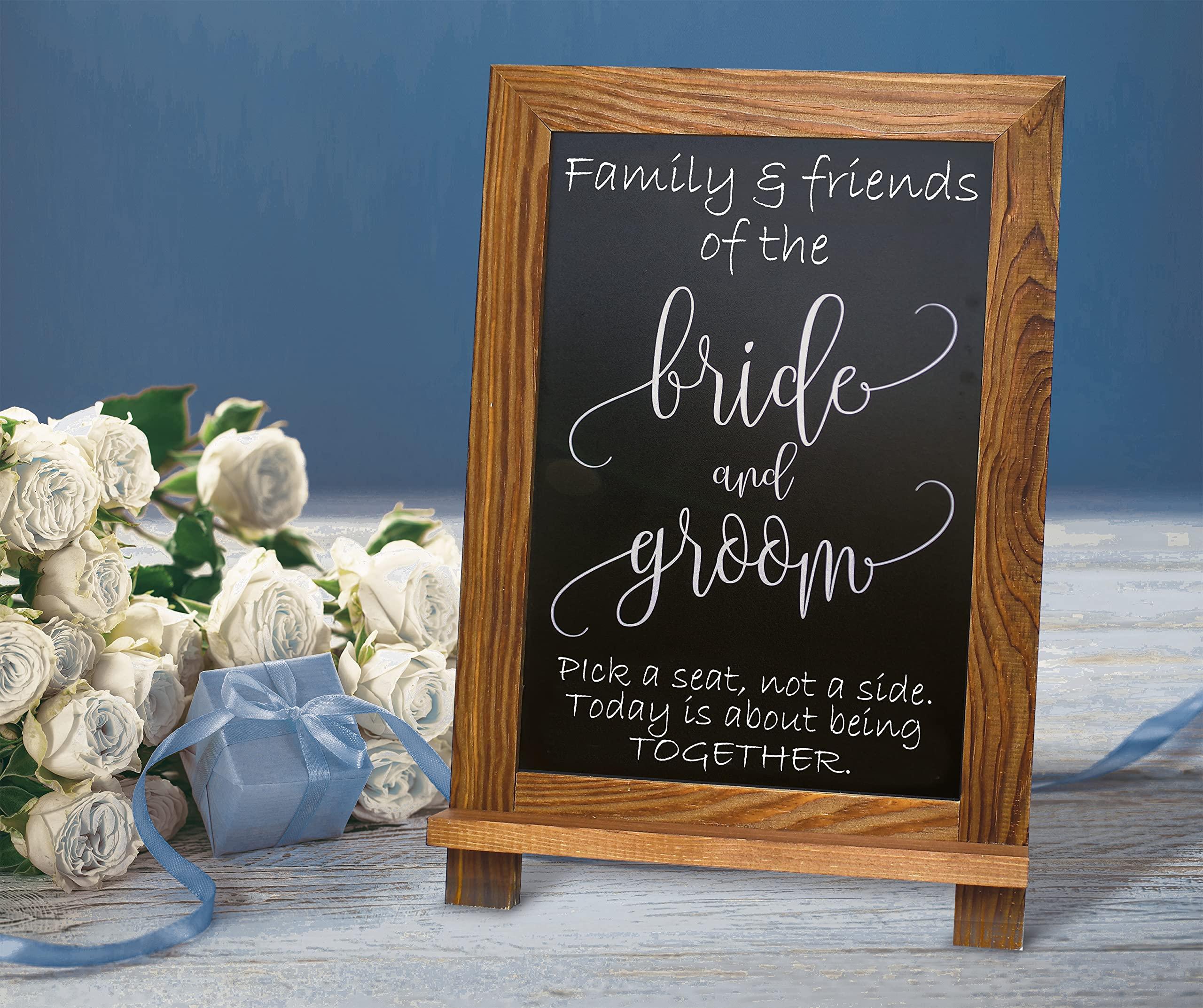 Better Office Products Framed Tabletop Chalkboard Sign, 9.5" x 14", Rustic Wood Frame, Small Magnetic Chalkboard, Built-in Ledge and Folding Stand, One White Chalk Marker Included,(Rustic Brown) - Image 2