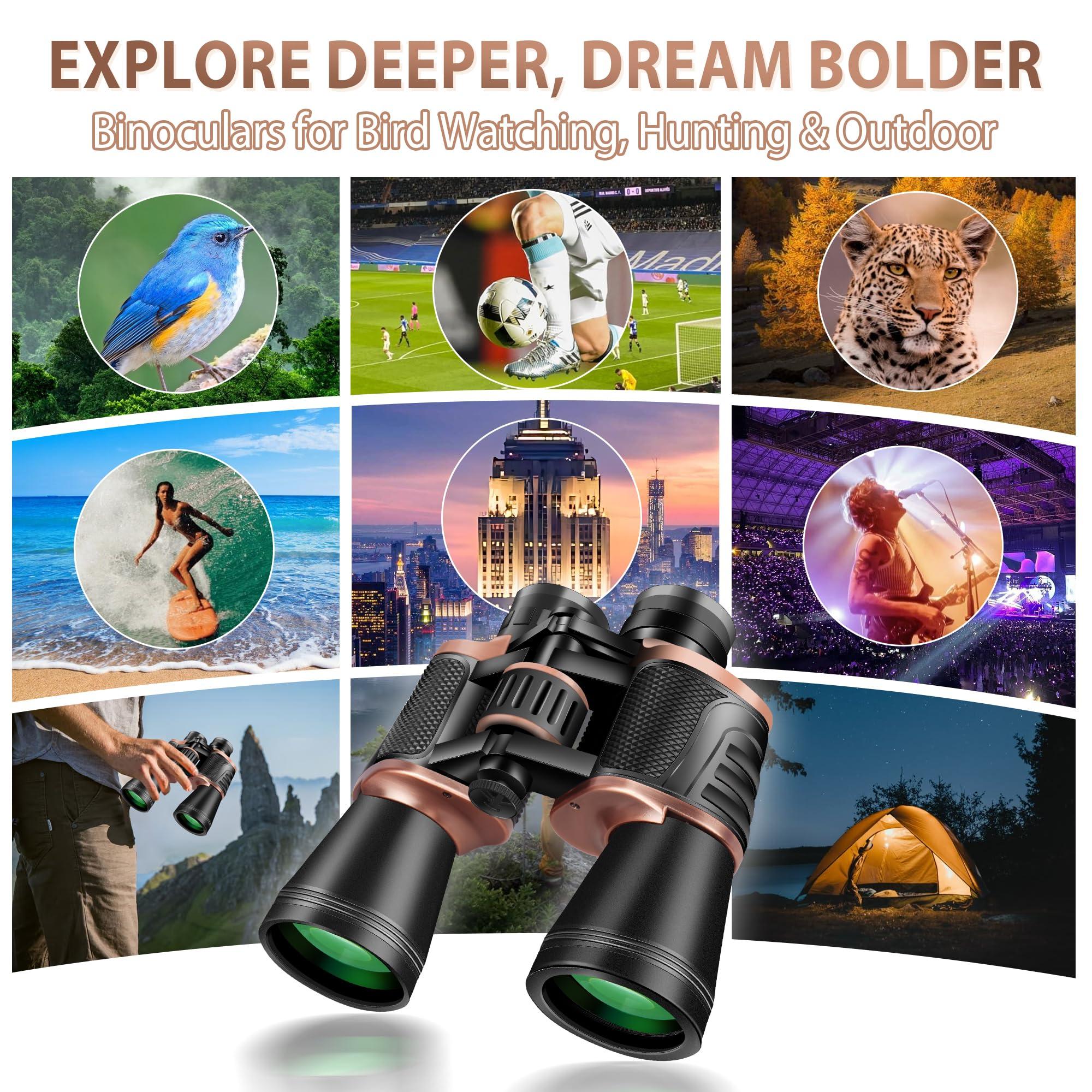 Gaterda 22x50 Binoculars for Adults High Powered, BAK-4 Prism HD FMC, Professional Waterproof Binoculars for Bird Watching, Hunting, Travel with Carrying Bag - Image 7