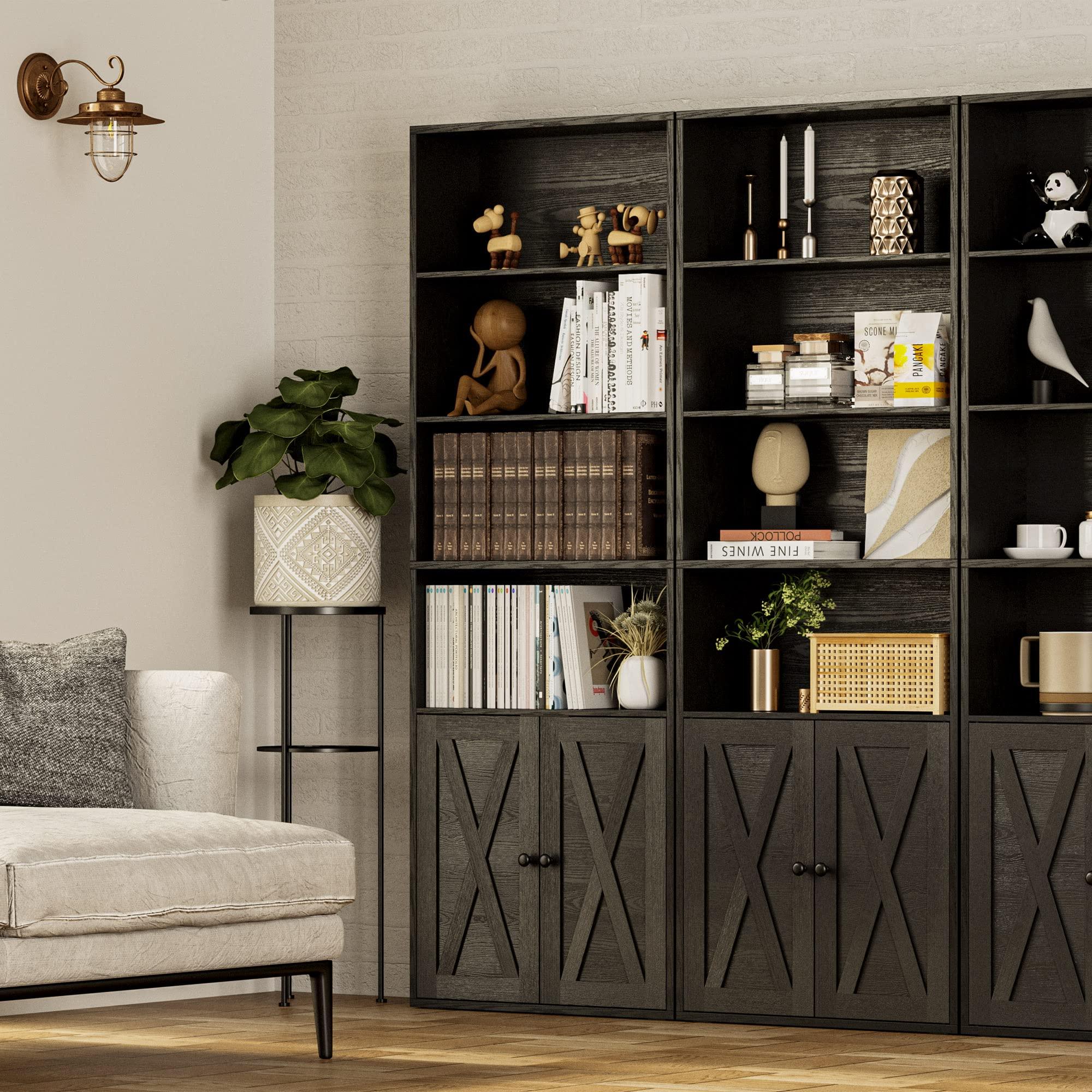 IRONCK Industrial Bookshelves and Bookcases with Doors Floor Standing 6 Shelf Display Storage Shelves 70 in Tall Bookcase for Home Office, Living Room - Image 5