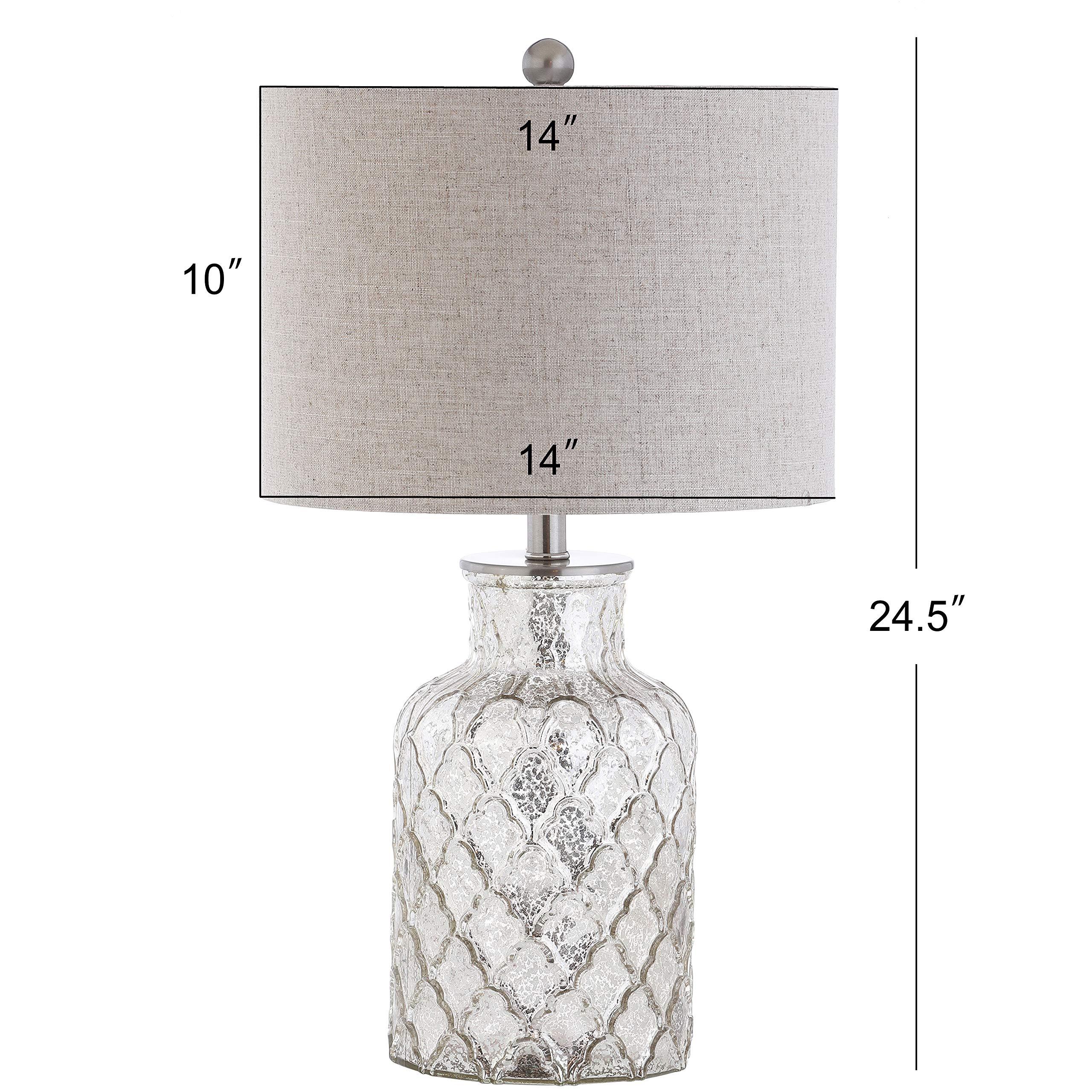 JONATHAN Y JYL1075A-SET2 Set of 2 Table Lamps Alvord 24.5" LED Glass Table Lamp Contemporary Bedside Desk Nightstand Lamp for Bedroom Living Room Office College Bookcase, Mercury Silver - Image 3