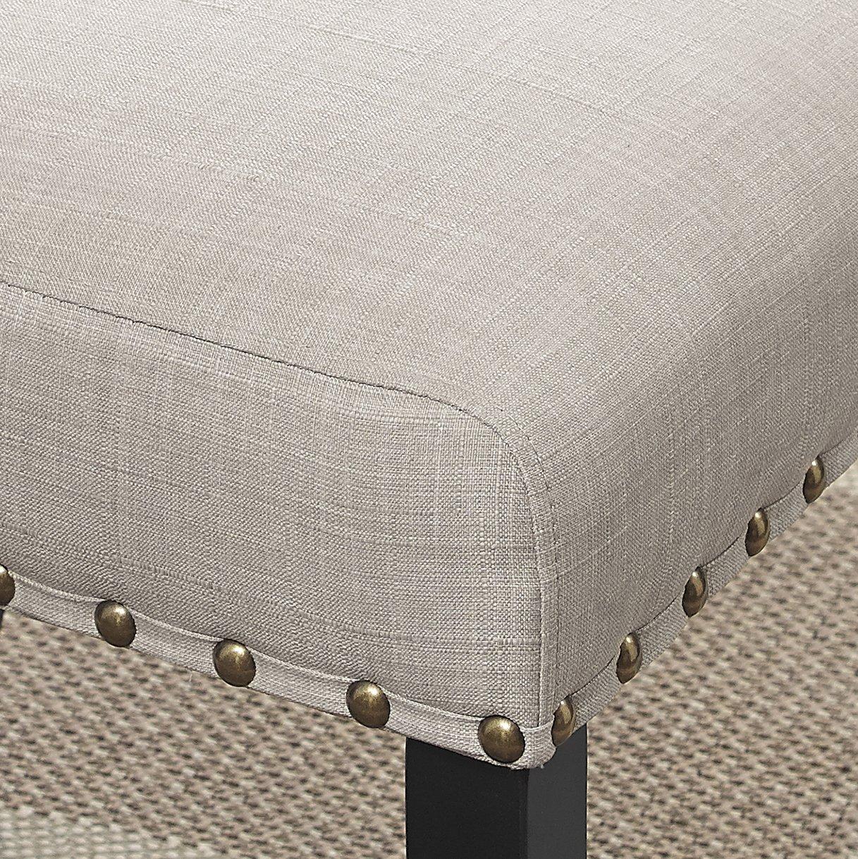 Roundhill Furniture Biony Tan Fabric Dining Chairs with Nailhead Trim, Set of 2, Brown, Tan - Image 3