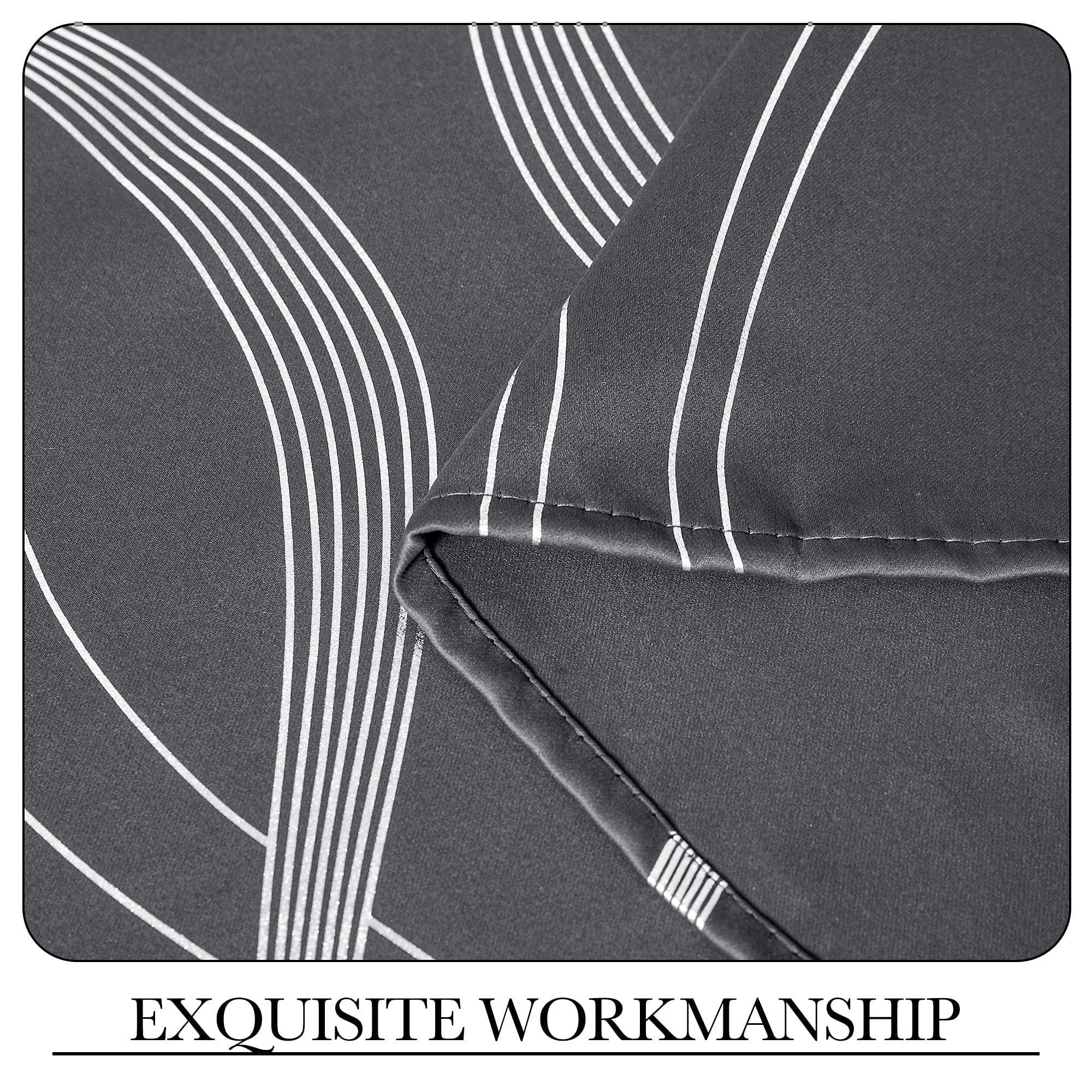 NICETOWN Grey Blackout Curtains for Bedroom/Living Room 84 inch Length 2 Panels Set, Noise Reducing Thermal Insulated Wave Line Foil Print Drapes for Patio Sliding Glass Door (52 x 84) - Image 7