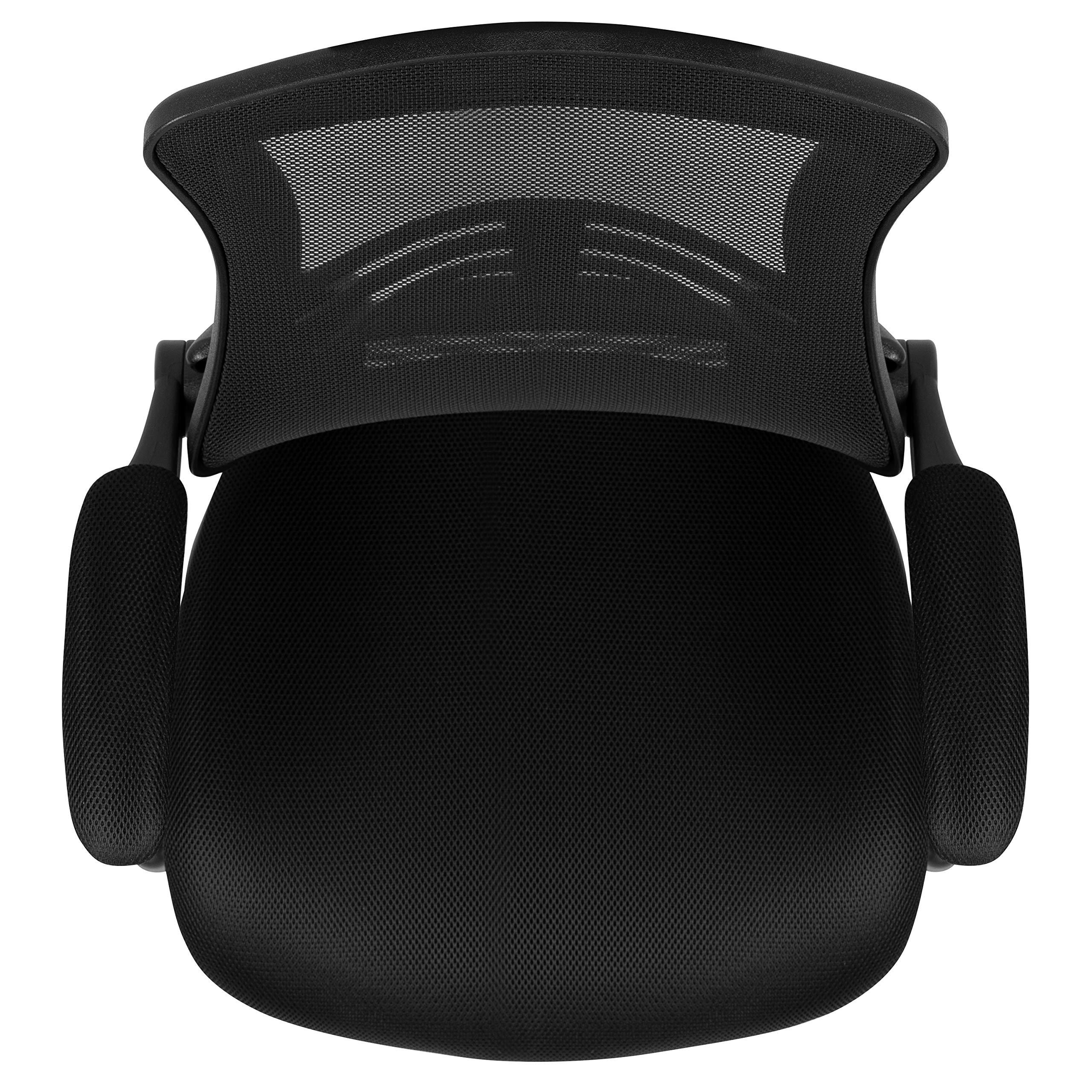 Flash Furniture Kelista Mid-Back Swivel Office Chair with Adjustable Seat Height, Ergonomic Mesh Desk Chair with Flip-Up Armrests, Black - Image 17