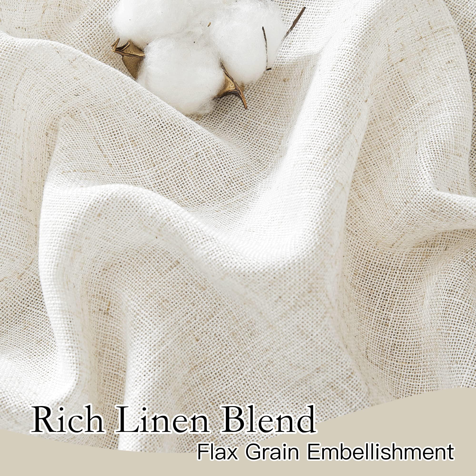 RYB HOME 108 inch Curtains - Flax Linen Blend Semi Sheer Light Glare Filtering Extra Long Drapes for Living Room Dining Doorway Farmhouse Office Sunroom, Linen, Wide 52" by Long 108", 2 Panels - Image 3