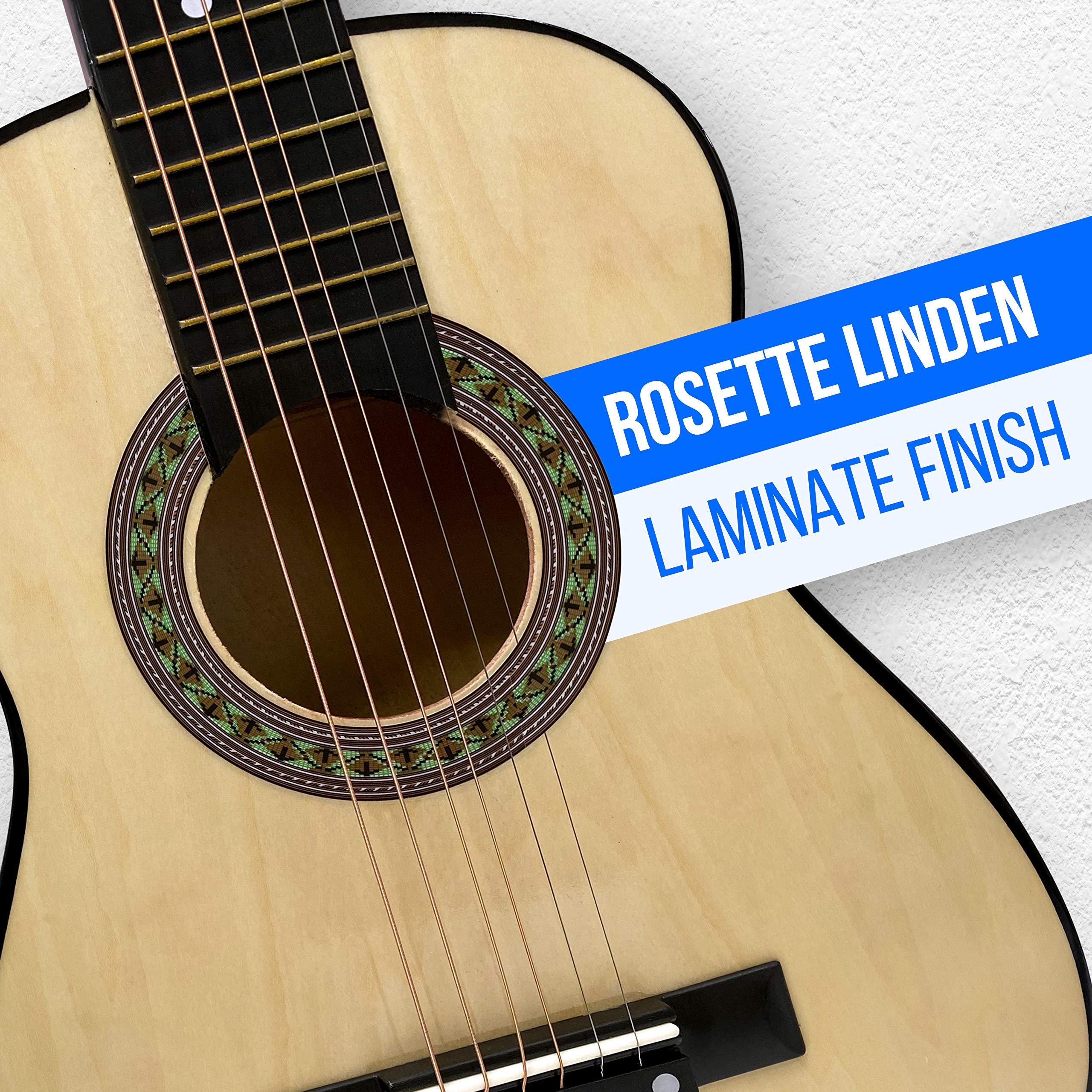 Pyle 30” Classical Acoustic 6 String Linden Traditional Style Guitar w/Wood Fretboard, Case Bag, Nylon Strap, Tuner, 3 Picks-for Beginner, Children Use, Right Handed, (PGAKT30) - Image 5