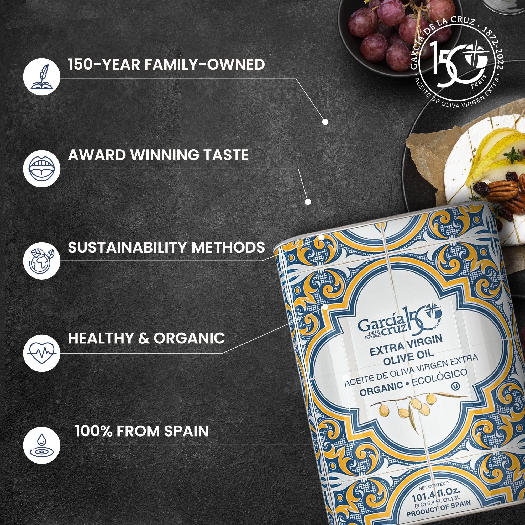 GARCÍA DE LA CRUZ - Organic Extra Virgin Olive Oil, Master Miller Premium Oil, Almond and Tomato Tones, Smooth Body, Sourced in Spain, Montes de Toledo, Bottled in Tins - 3L - Image 3