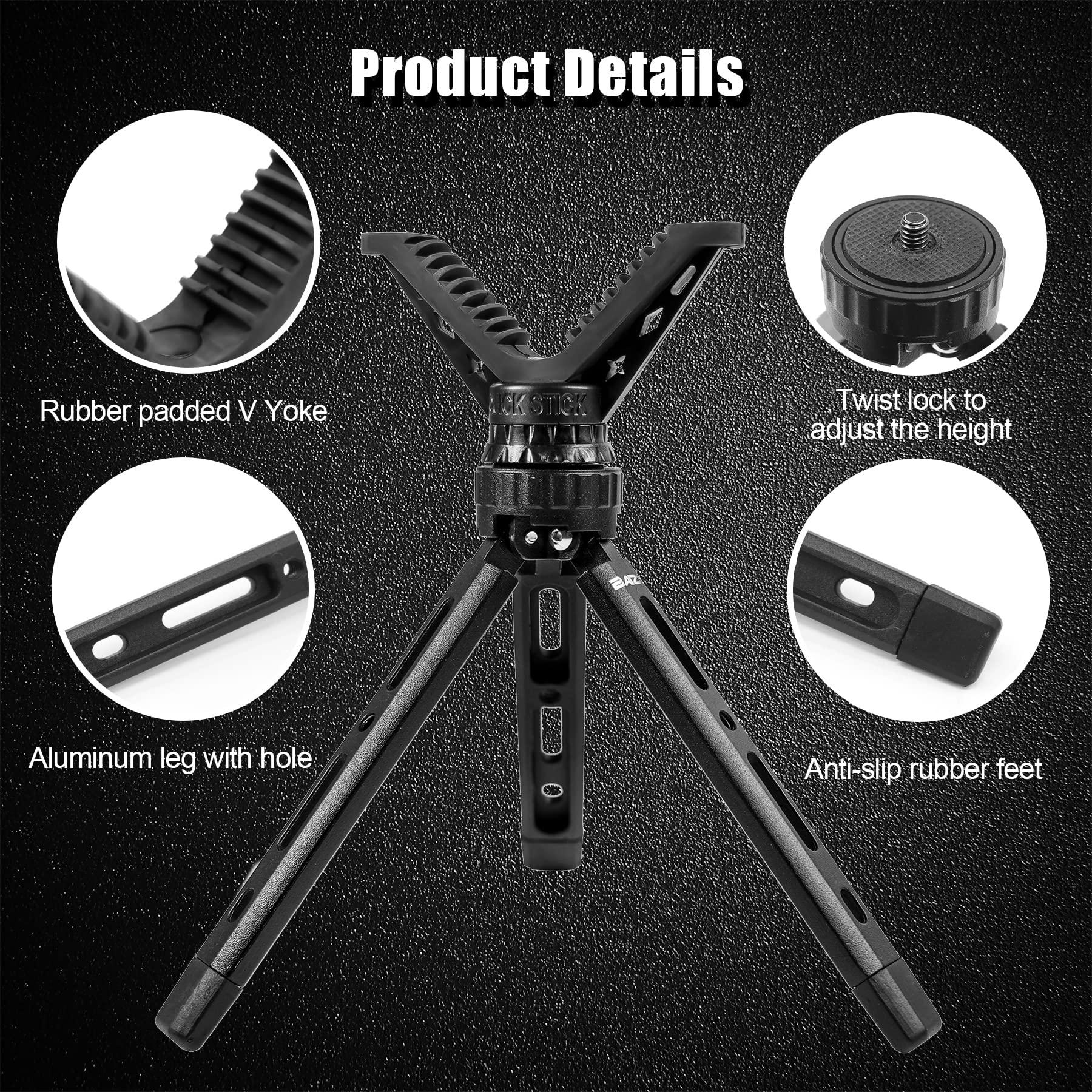 BZTAC Portable Rifle & Pistol Shooting Rest - All Aluminum Compact Mini Rapid Pocket Shooting Stick Stand with 360 Rotation V Yoke Holder - Image 3