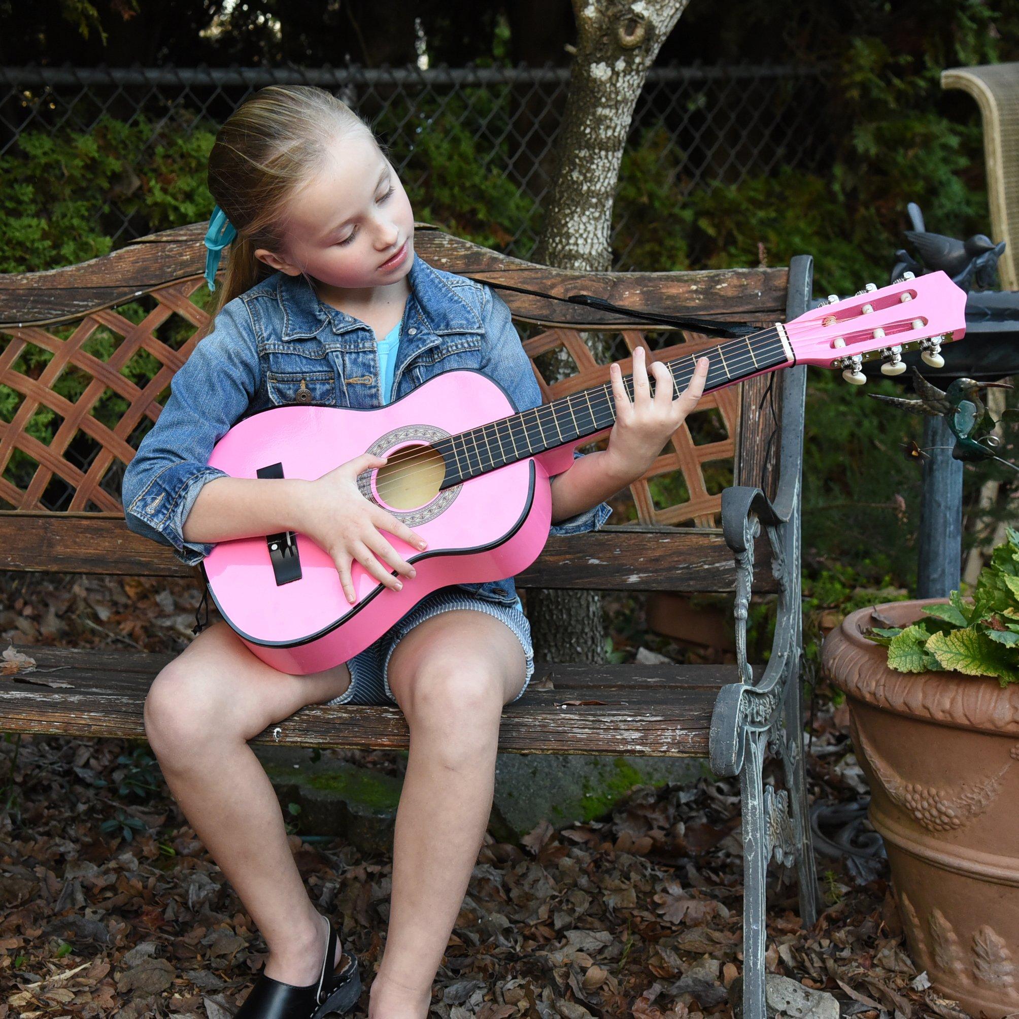 30" Wood Classical Guitar with Case and Accessories for Kids/Girls/Boys/Beginners (Pink) - Image 5