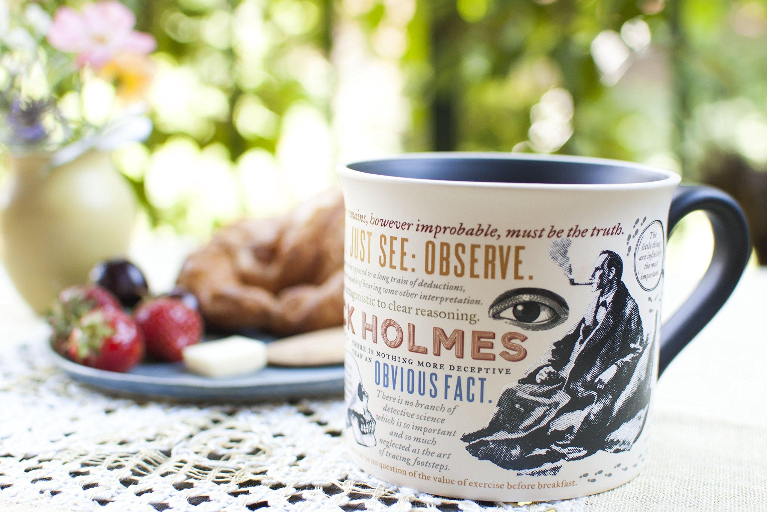 The Unemployed Philosophers Guild Sherlock Holmes Coffee Mug - Features Holmes Quotes, Rules of Deduction, Intriguing Images, and Sidney Paget's Portrait, Comes in a Fun Box - Image 2