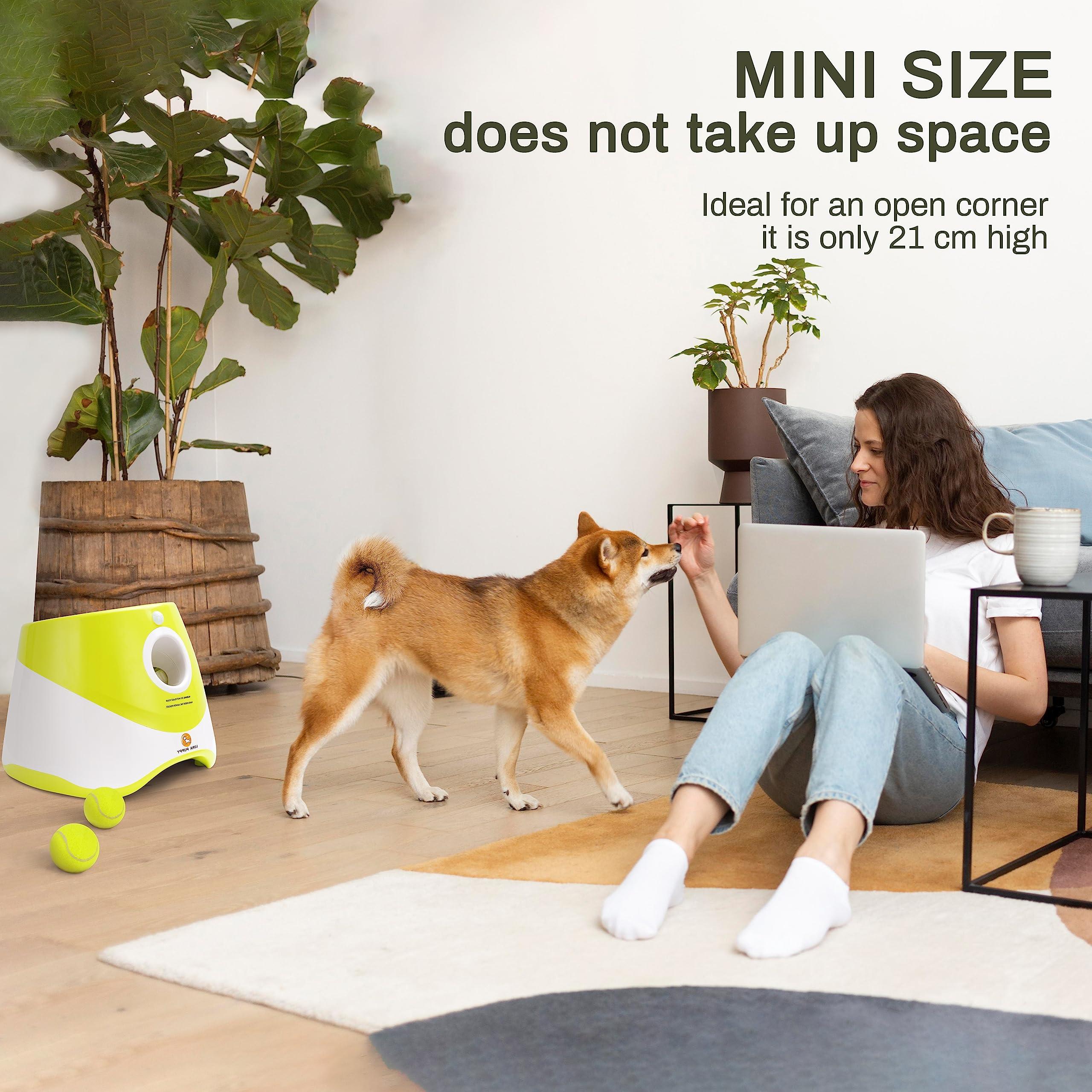 Elevon Automatic Dog Ball Launcher, Indoor/Outdoor Interactive Dog Toy with Three Ranges, Includes 6 Mini Tennis Balls and a Data Line, Suitable for Small and Medium-Sized Dogs, Green - Image 5