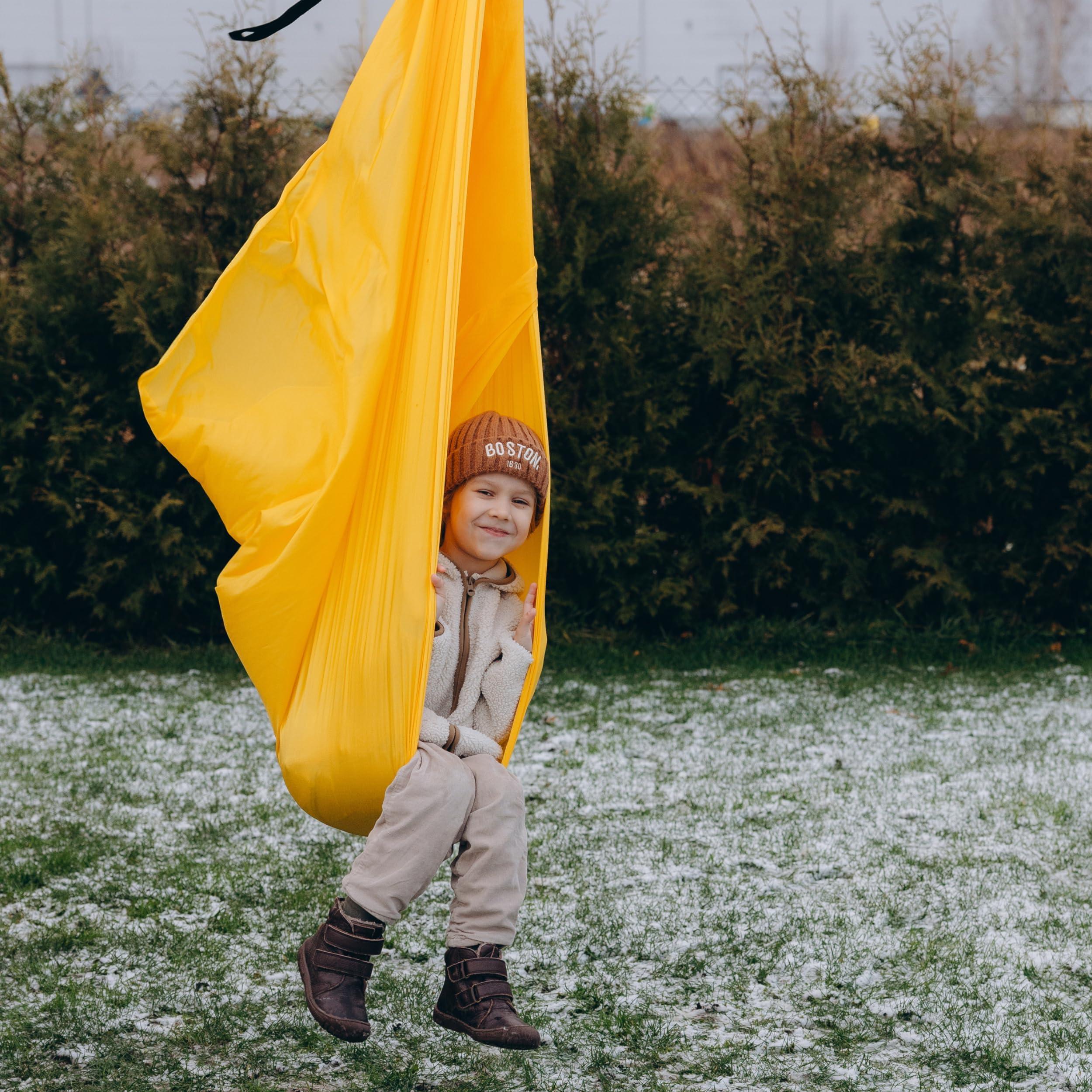 ATA zooz Sensory Swing Indoor & Outdoor - Cotton Spandex Polyester Unique Composition | Kid Swings - Kids Hammock | 59"x59" | Therapy Pod for Kid and Adult Holds Up to 300lbs | Kids Swing - Image 9