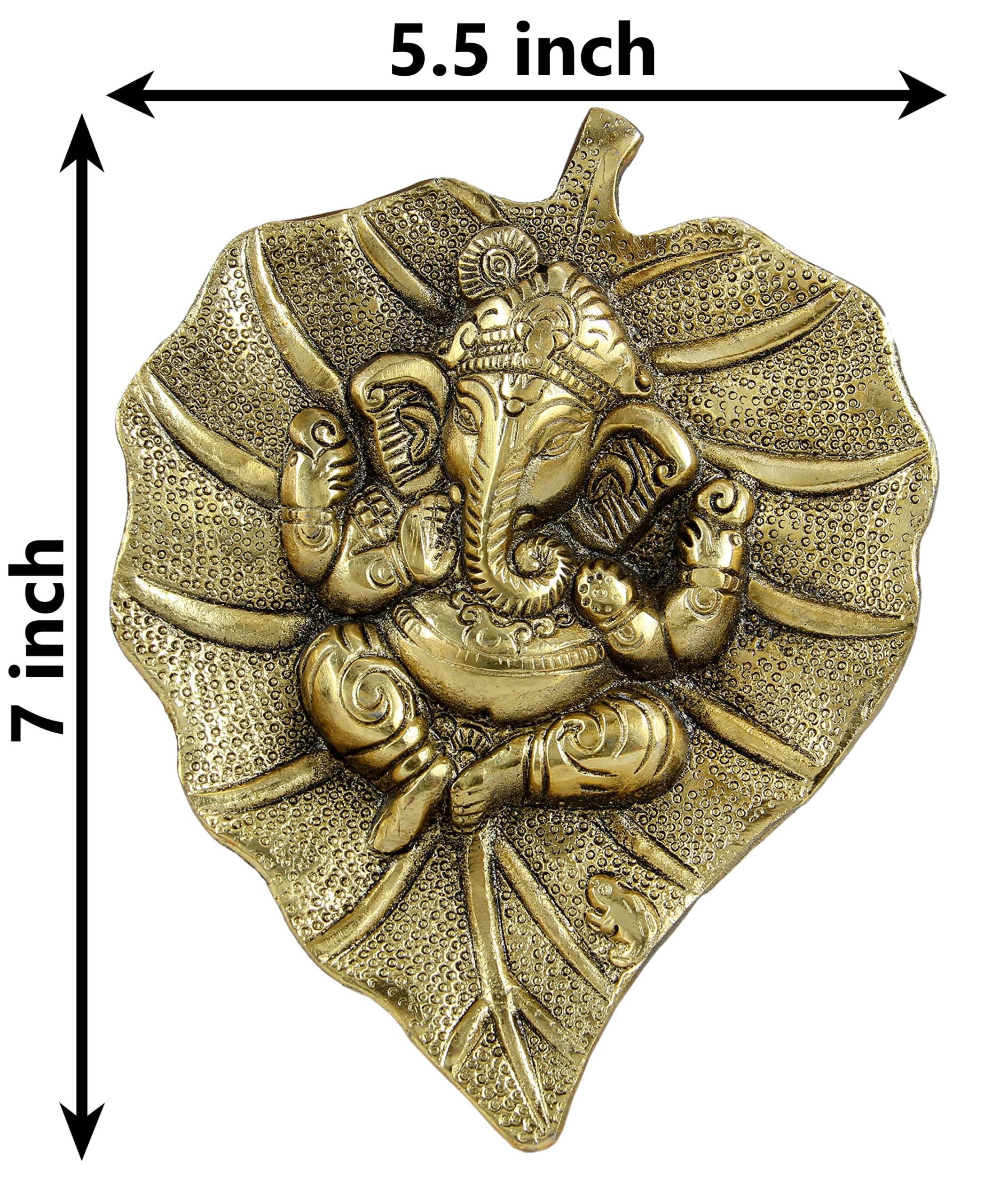 Charmy Crafts Metal Ganesha On Leaf, Wall Hanging Article for Wall Decor, Wedding Gifts, Best for Housewarming, Room Decor (Golden) - Image 3