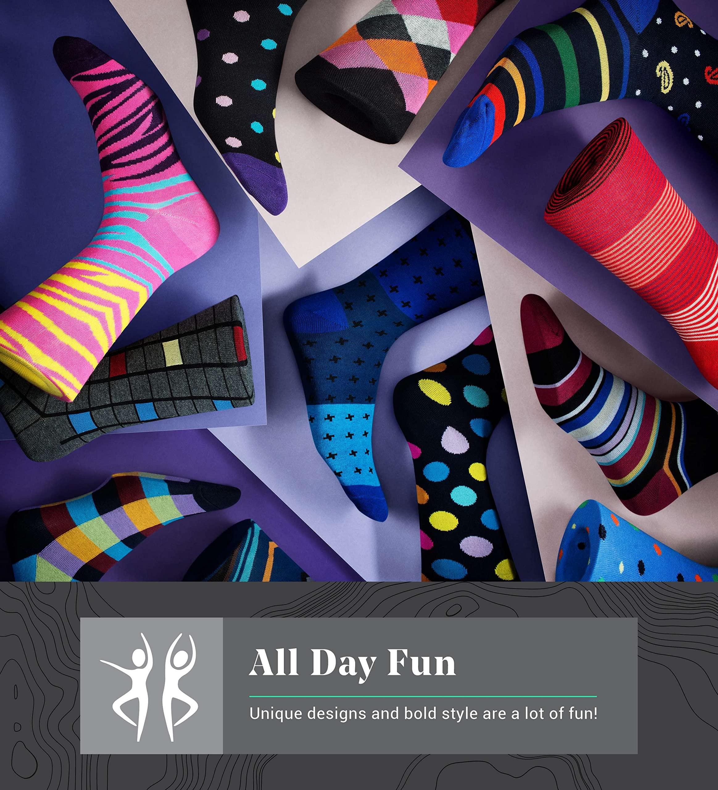 Marino Mens Dress Socks - Fun Colorful Socks for Men - Cotton Funky Socks - 6 Pack - Image 6