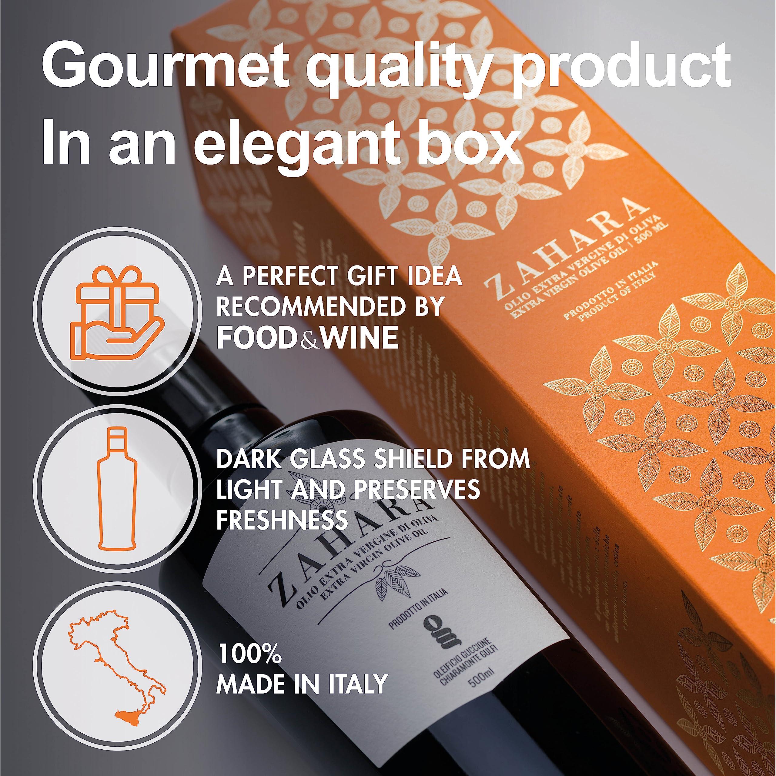 Zahara Extra Virgin Olive Oil from Italy | Sicilian Pure EVOO | Premium Early Harvest Cold Pressed Polyphenol Rich | Multiple Award Winner from Oleificio Guccione | 16.9 fl oz (500ml) Bottle With Beautiful Gift Box - Image 5