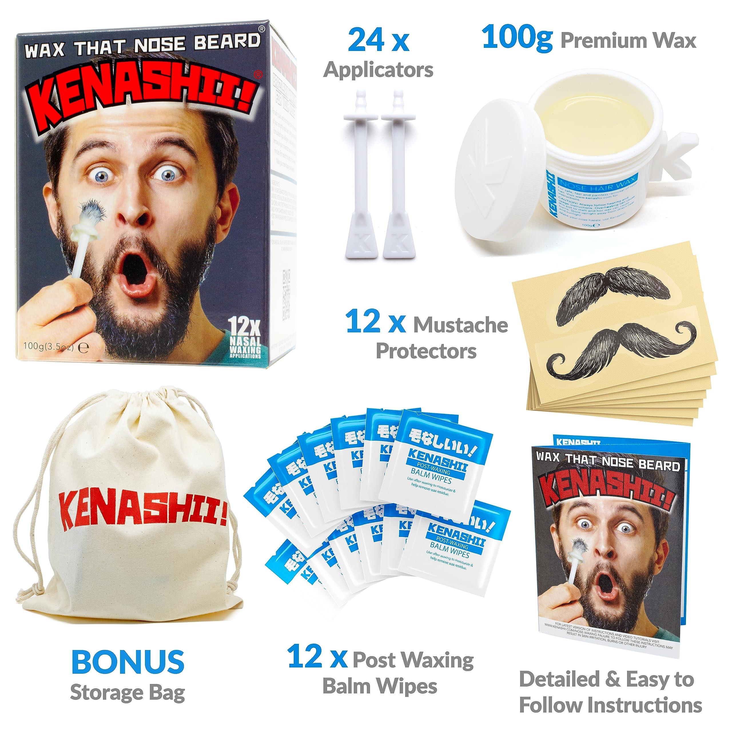 KENASHII Nose Wax Kit | 100 g Wax, 24 Applicators | Hair Removal Kit for Men and Women | Includes Balm Wipes and Mustache Guards | Lasts up to 5 Weeks - Image 5
