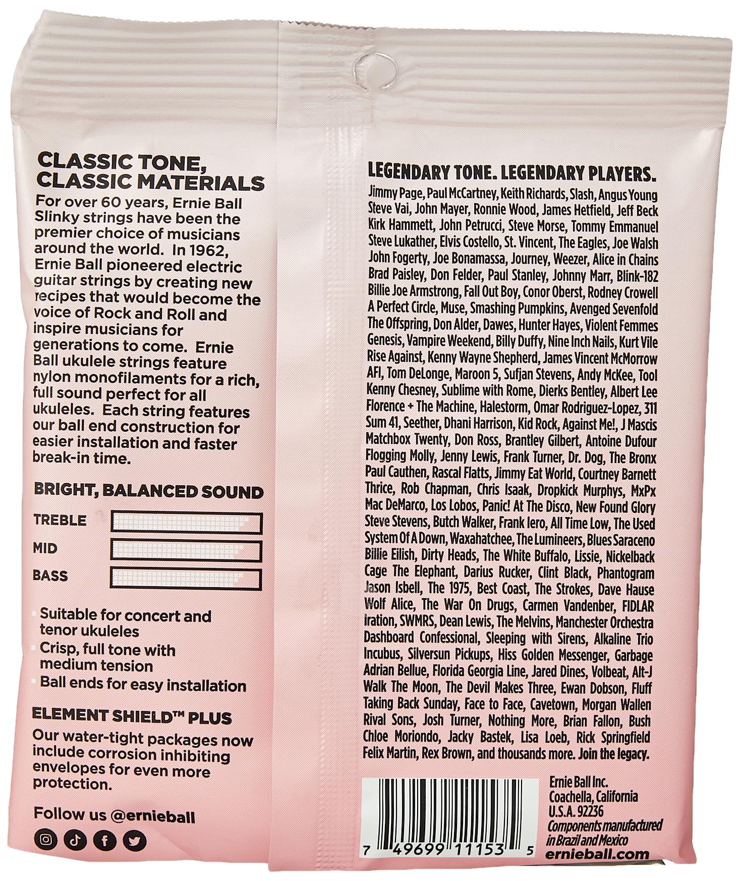 Ernie Ball Concert & Tenor Nylon Ball End Ukulele Strings Wound G, Clear (P02330) - Image 3