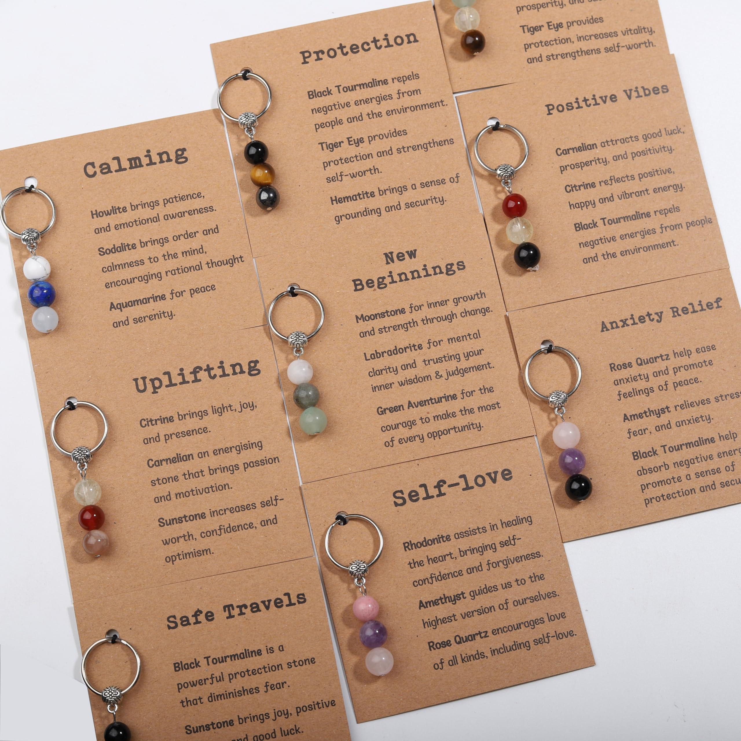 GINAZL Natural Crystals Keychain Gift for New Beginnings, Small Healing Stones Keychain for Anxiety Relief. Healing Crystals - Image 6