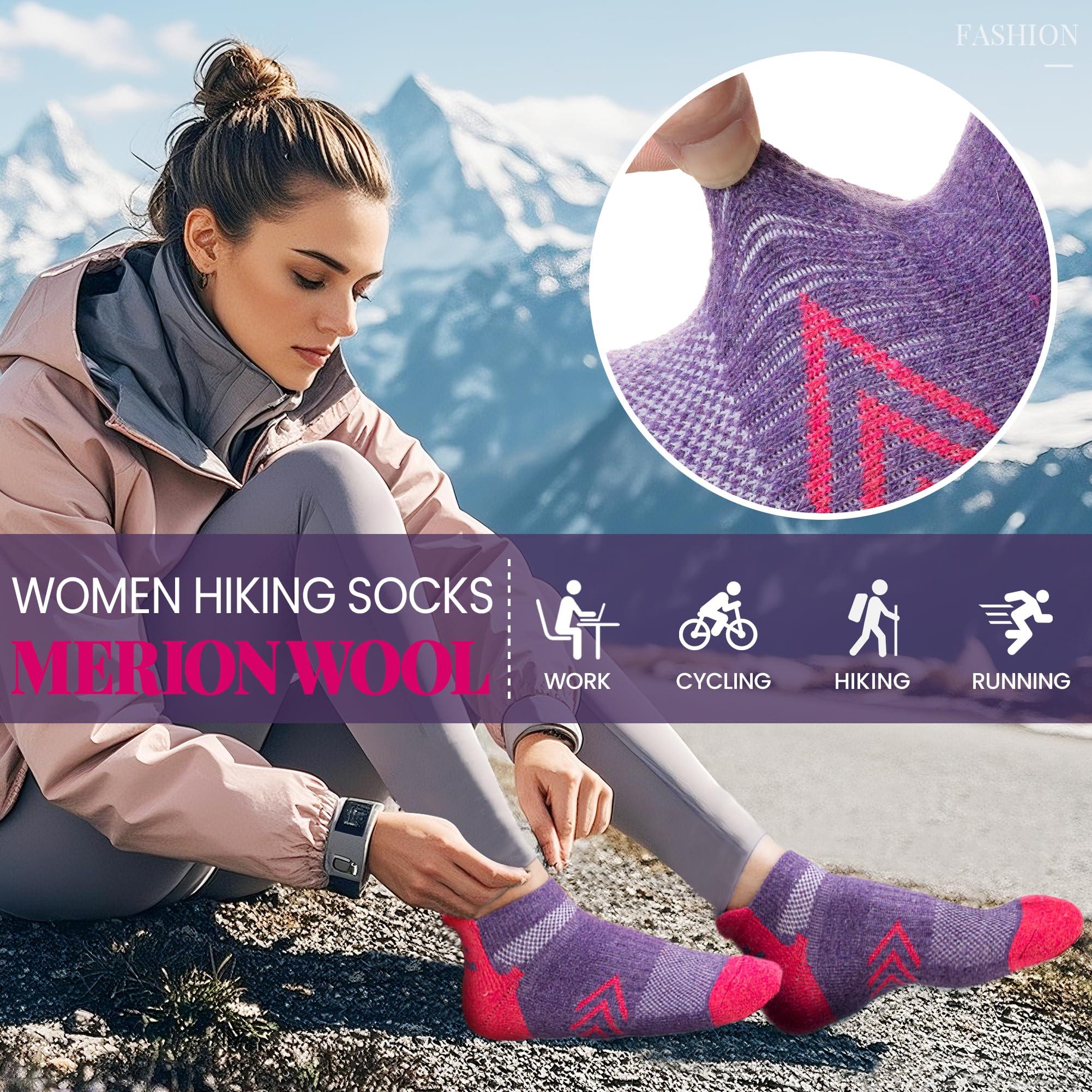 Velice Merino Wool Ankle Hiking Running Socks for Women Compression Thick Athletic Cushion Breathable No Show Socks 6 Pairs - Image 5