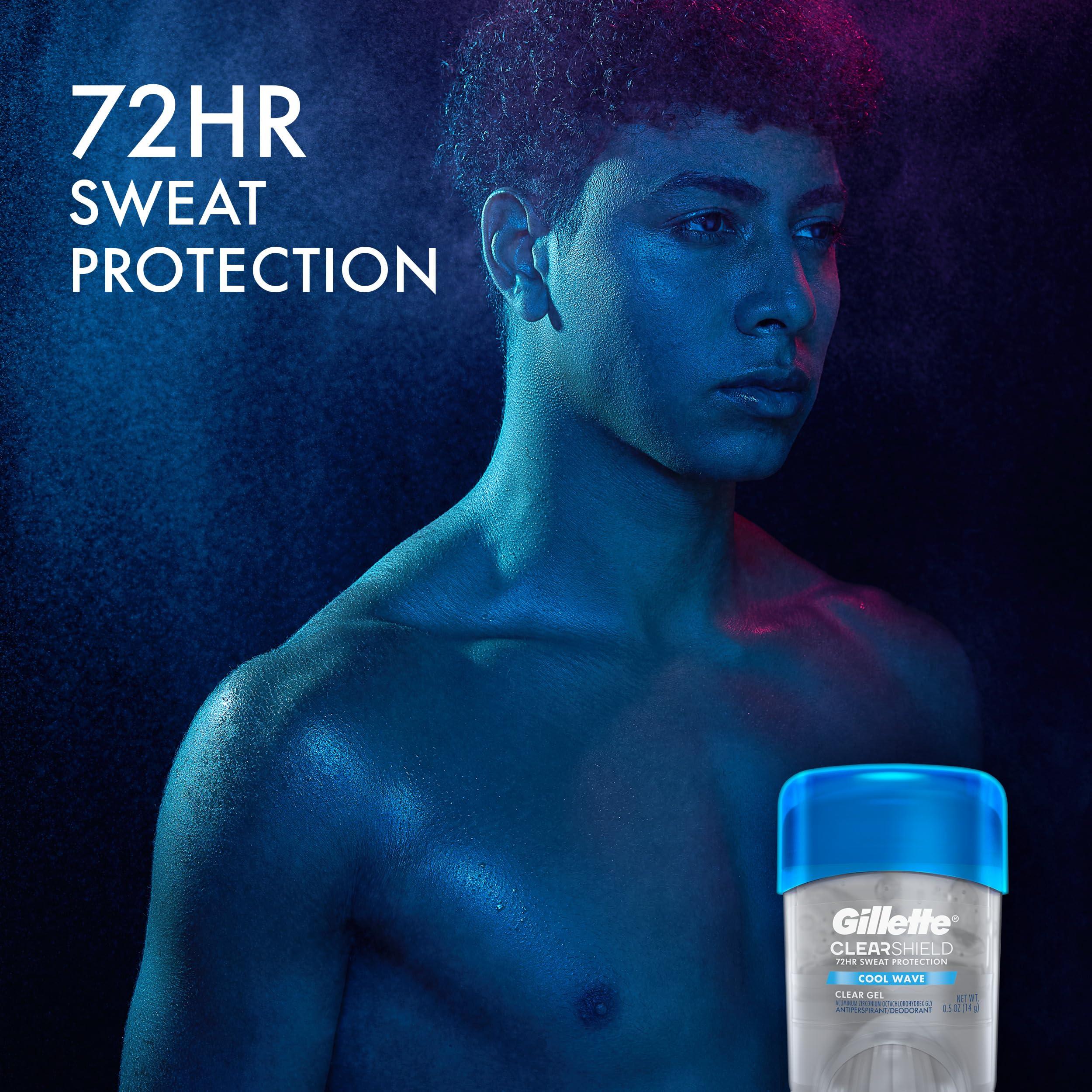 Gillette Antiperspirant and Deodorant for Men, 72hr Sweat & Odor Protection, Long Lasting Freshness, Anti-White Mark Technology, Clear Gel, Cool Wave Scent, 0.5 oz - Image 3