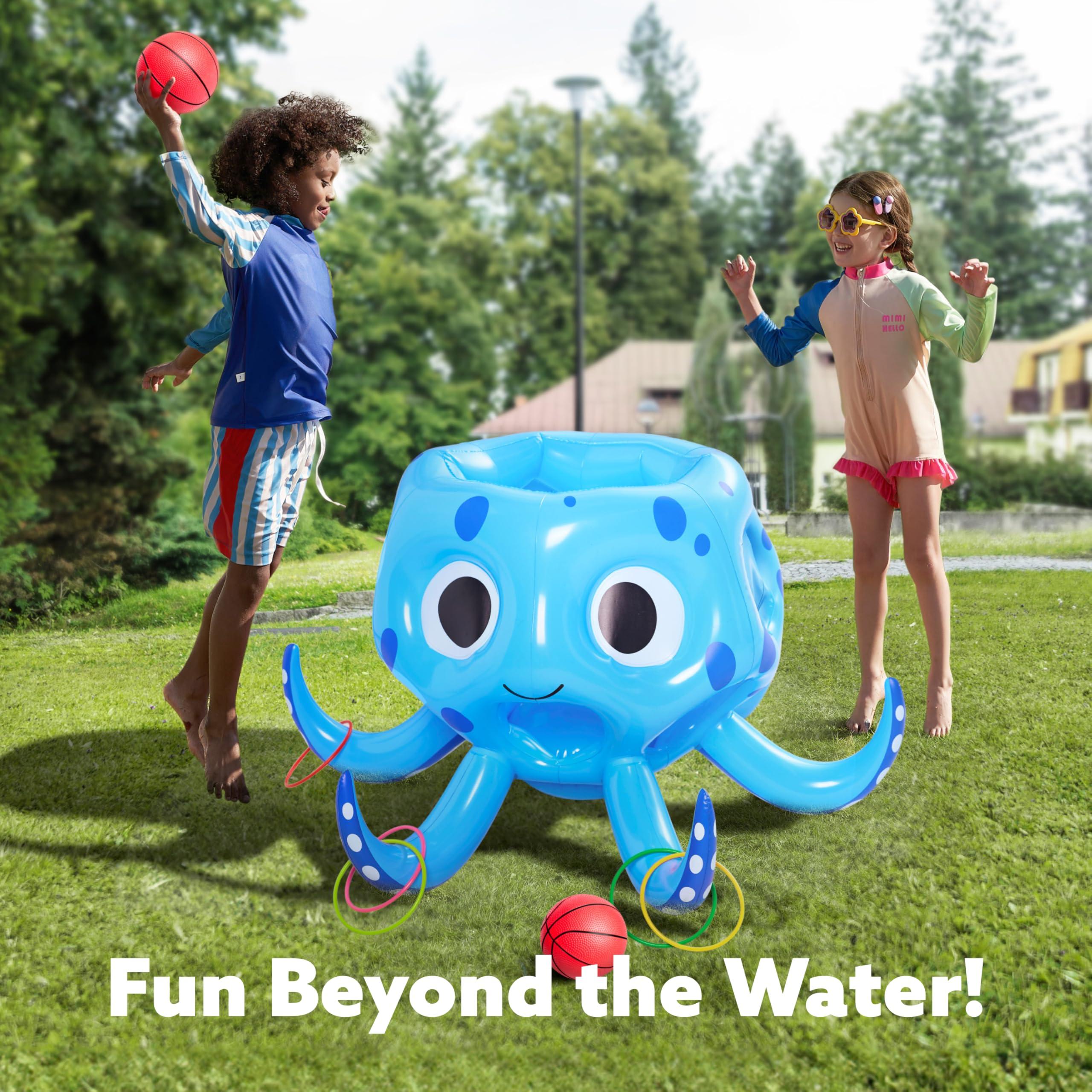 Sloosh Pool Toys, 2-in-1 Inflatable Float Water Game, Octopus Basketball Hoop Ring Toss Outdoor Swim Play, Toss Game Floating Swimming Pool Games for Kids Adults - Image 5