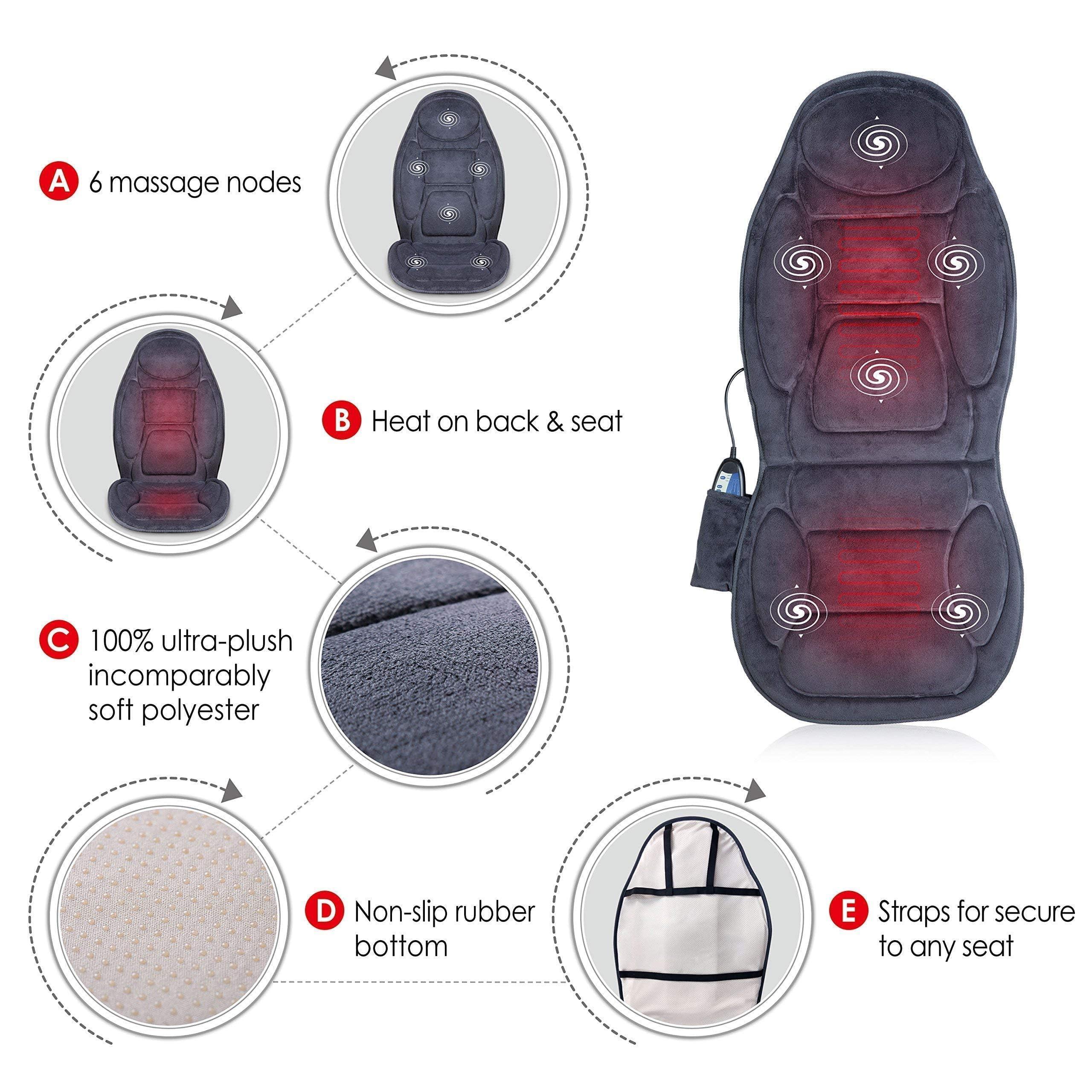 Snailax Vibration Back Massager with Heat, Massage Seat Cushion with 6 Vibrating Motors and 2 Heat Levels, Massage Chair Pad for Home Office use, Gifts for Him Her - Image 5